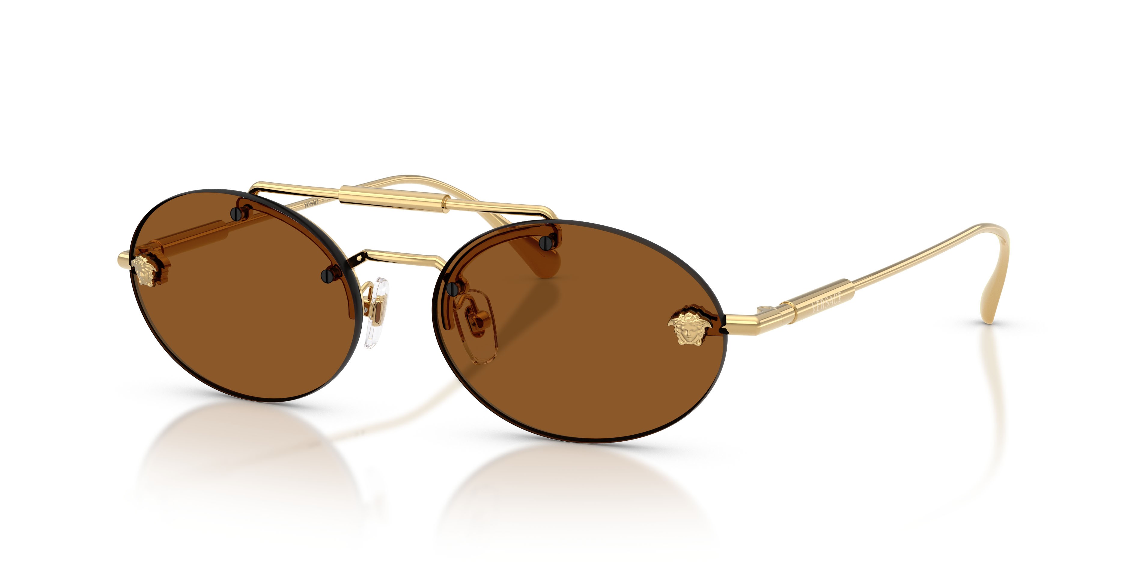 Occhiali da sole Versace VE 2295 (100273) colore oro forma ovale lenti marrone scuro
