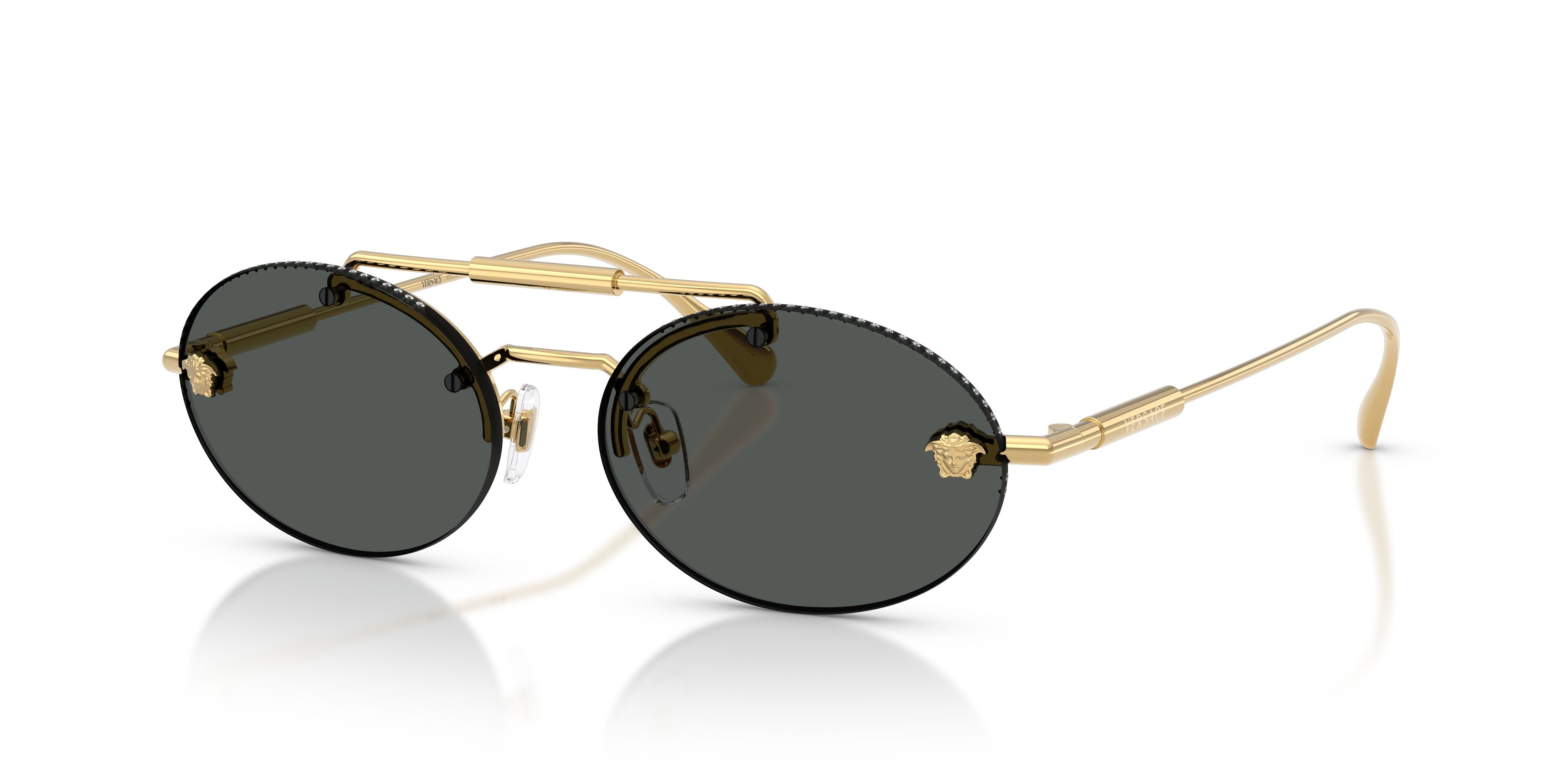 Occhiali da sole Versace VE 2295 (100287) colore oro forma ovale lenti grigio scuro