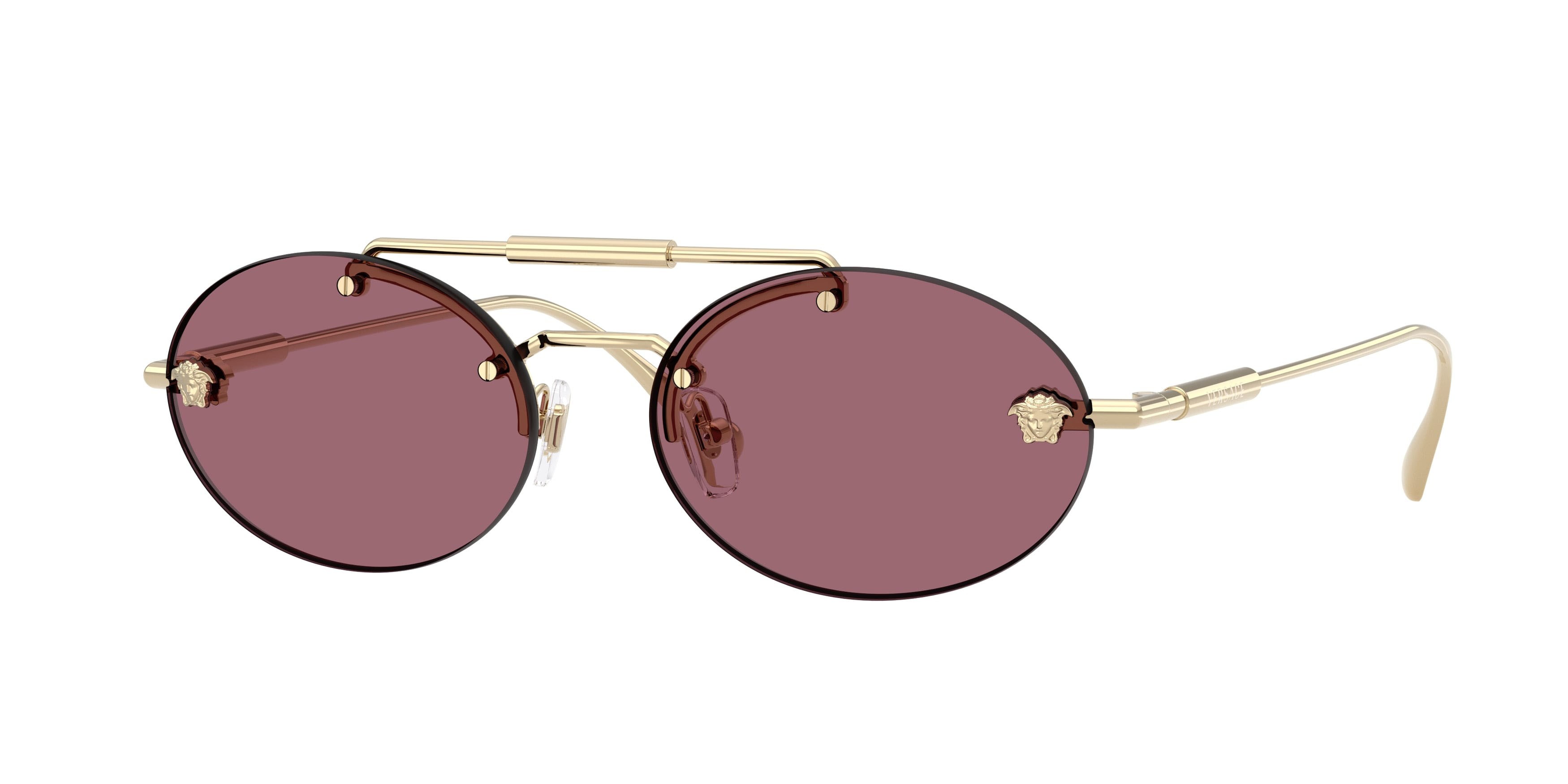 Occhiali da sole Versace VE 2295 (12521A) colore oro pallido forma ovale lenti viola