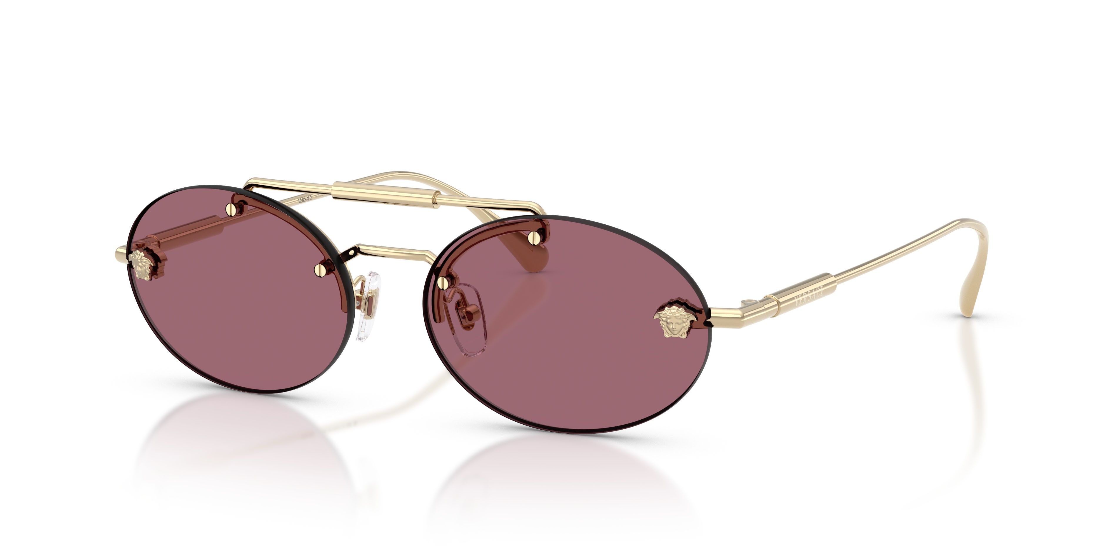 Occhiali da sole Versace VE 2295 (12521A) colore oro pallido forma ovale lenti viola