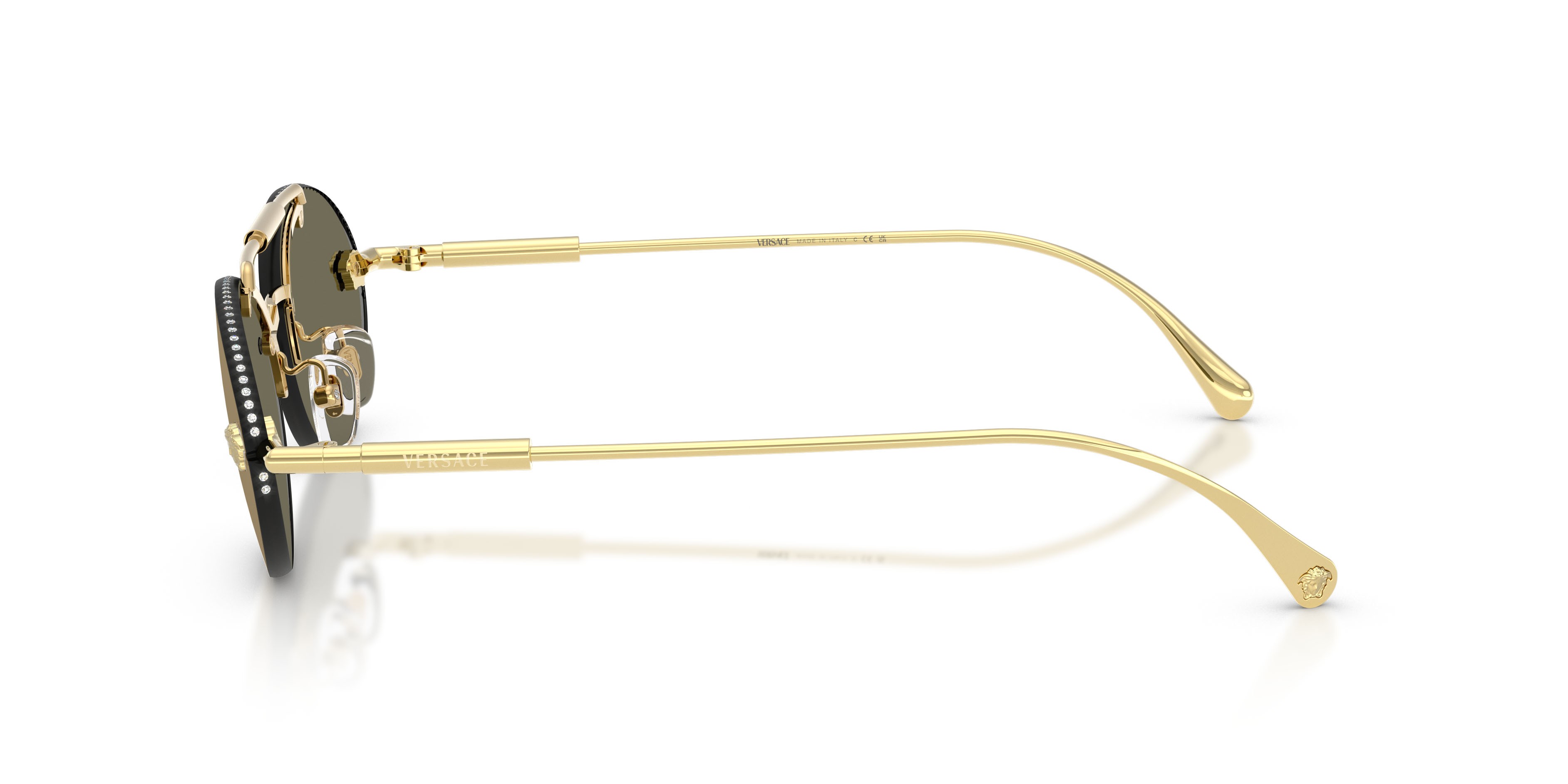 Occhiali da sole Versace VE 2295 (K00303) colore placcato oro forma ovale lenti clear mirror real yellow gold