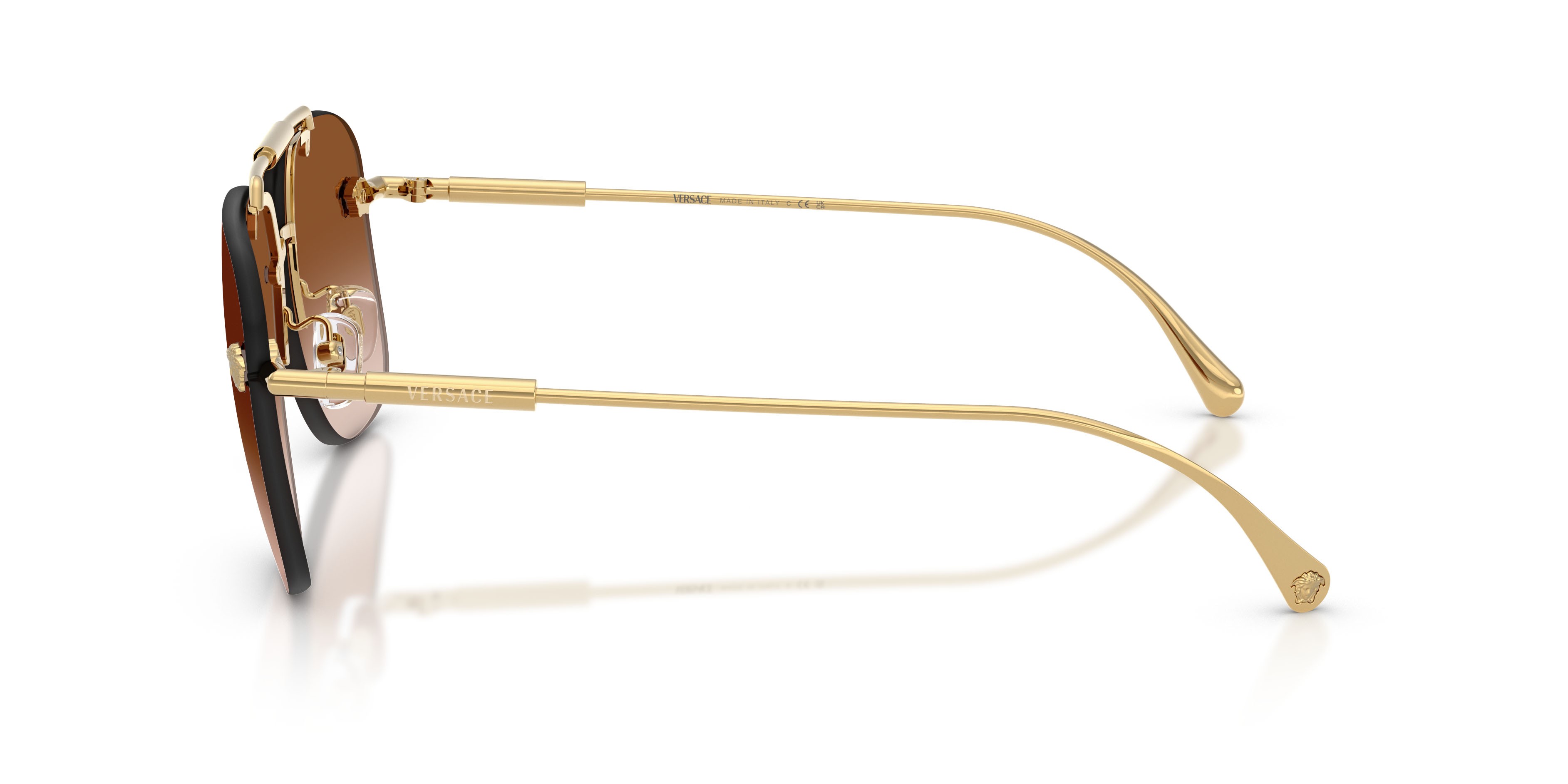 Occhiali da sole Versace VE 2296 (100213) colore oro forma quadrato lenti marrone sfumato