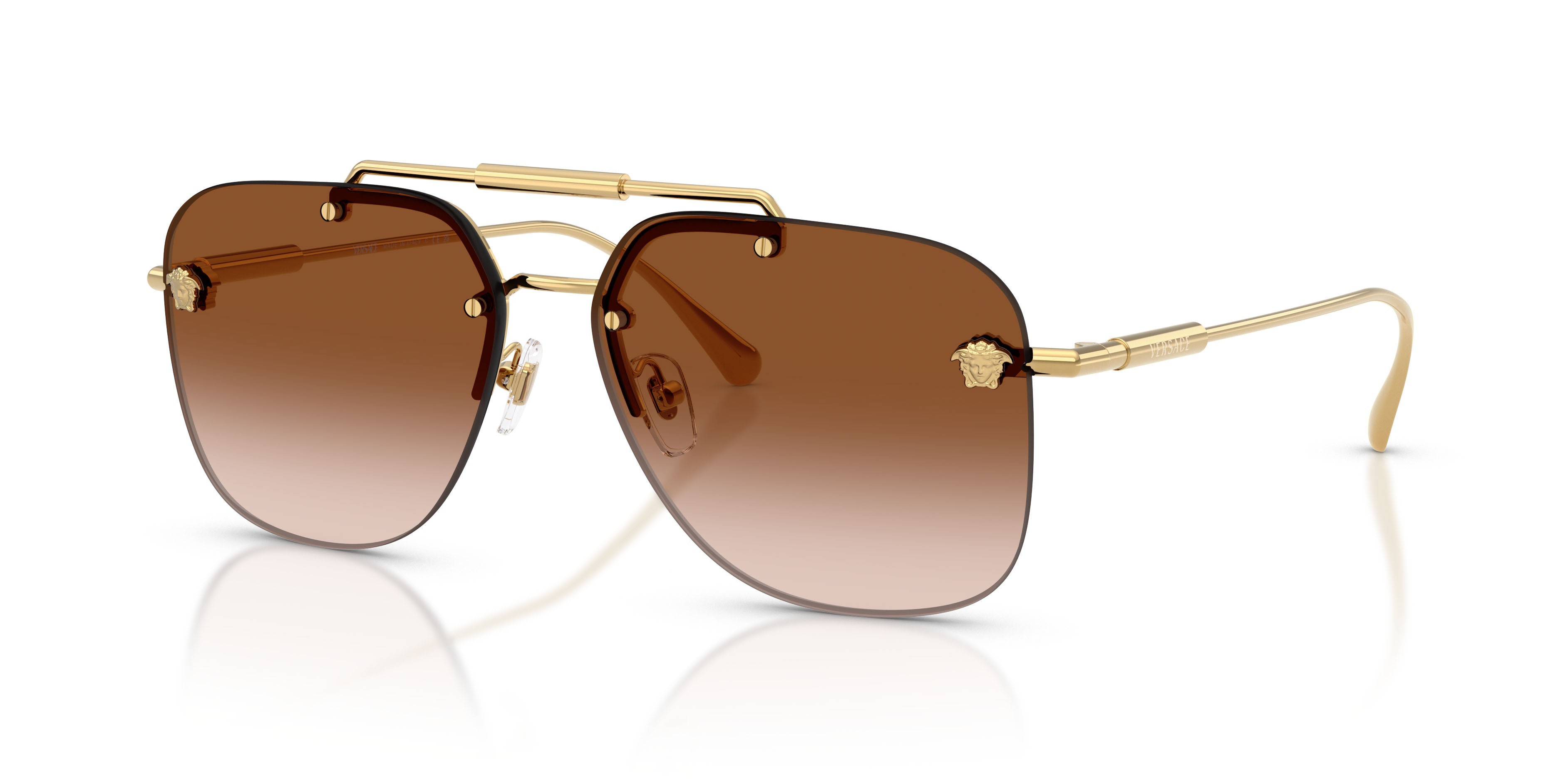 Occhiali da sole Versace VE 2296 (100213) colore oro forma quadrato lenti marrone sfumato