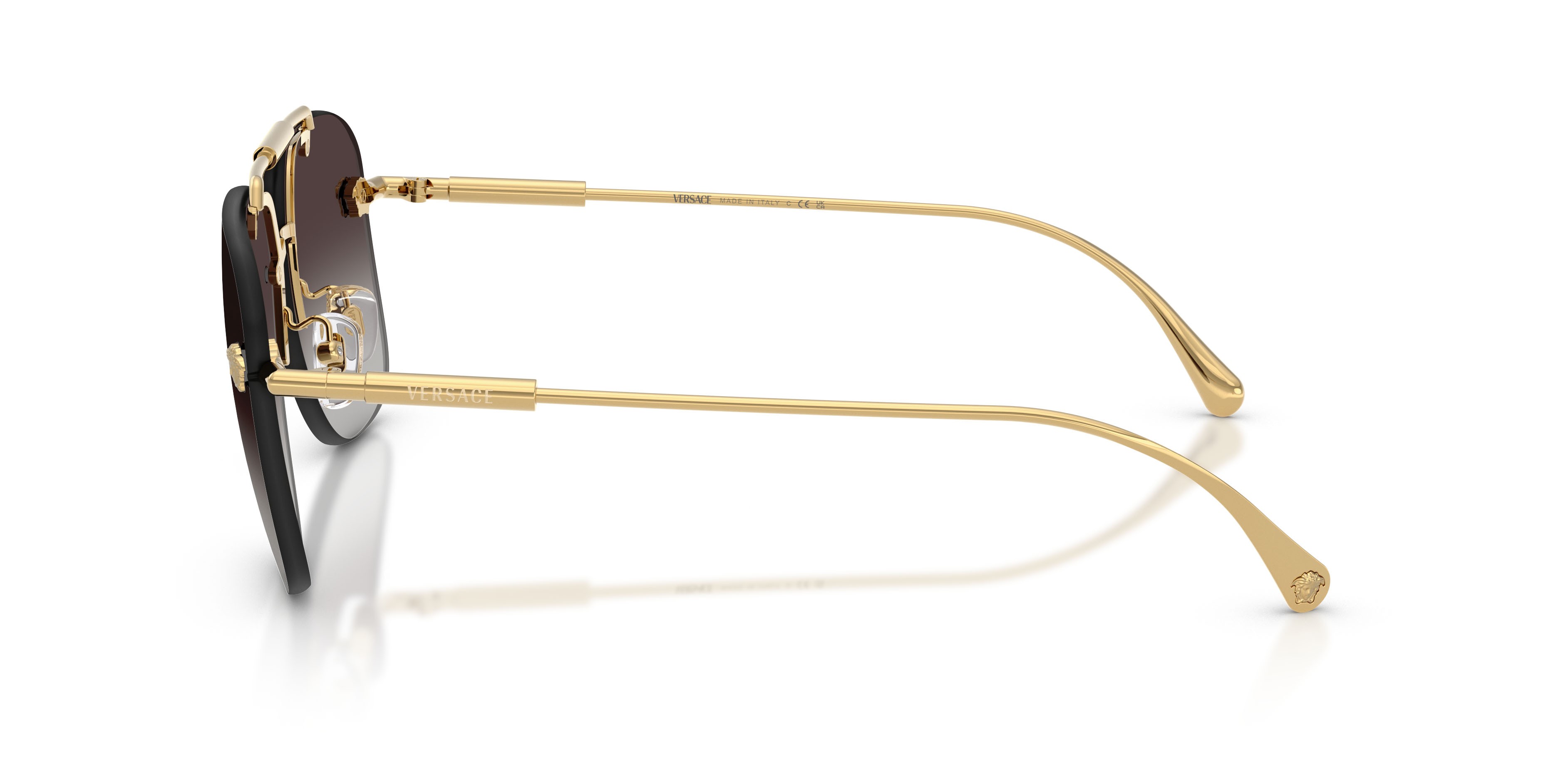 Occhiali da sole Versace VE 2296 (100284) colore oro forma quadrato lenti sfumato grigio