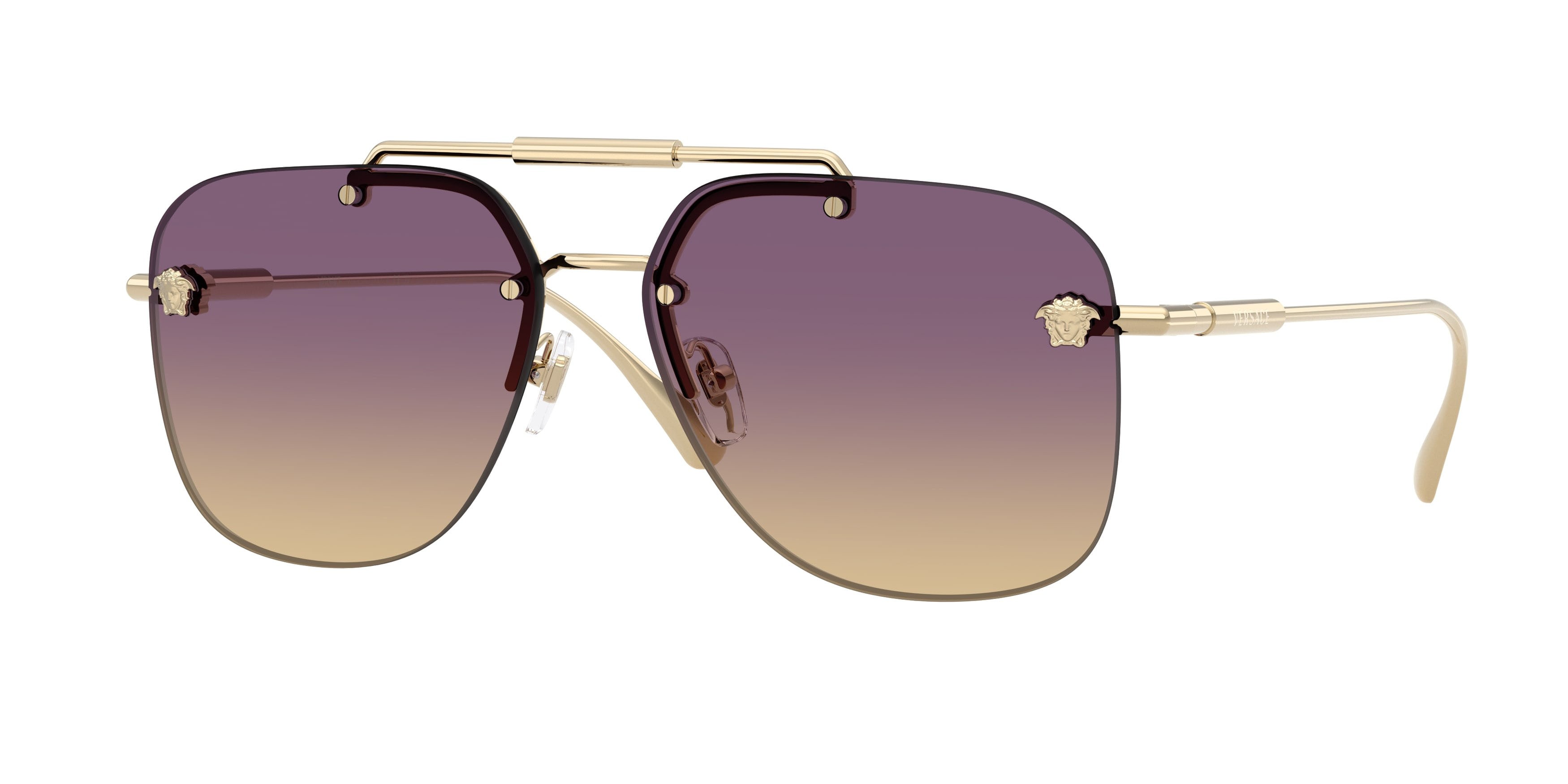 Occhiali da sole Versace VE 2296 (125270) colore oro pallido forma quadrato lenti giallo sfumato viola