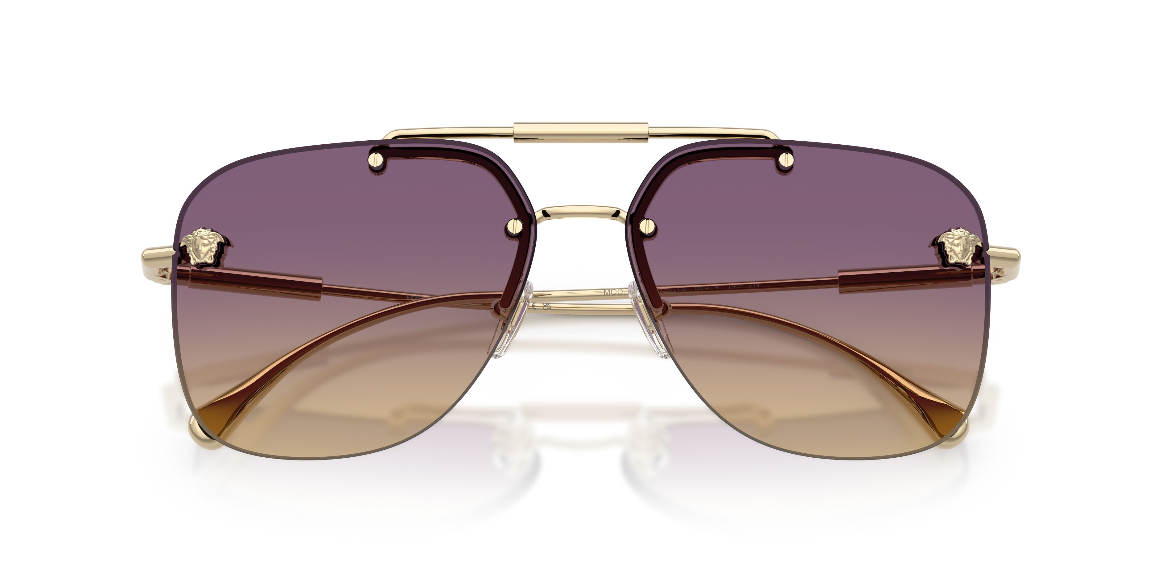 Occhiali da sole Versace VE 2296 (125270) colore oro pallido forma quadrato lenti giallo sfumato viola