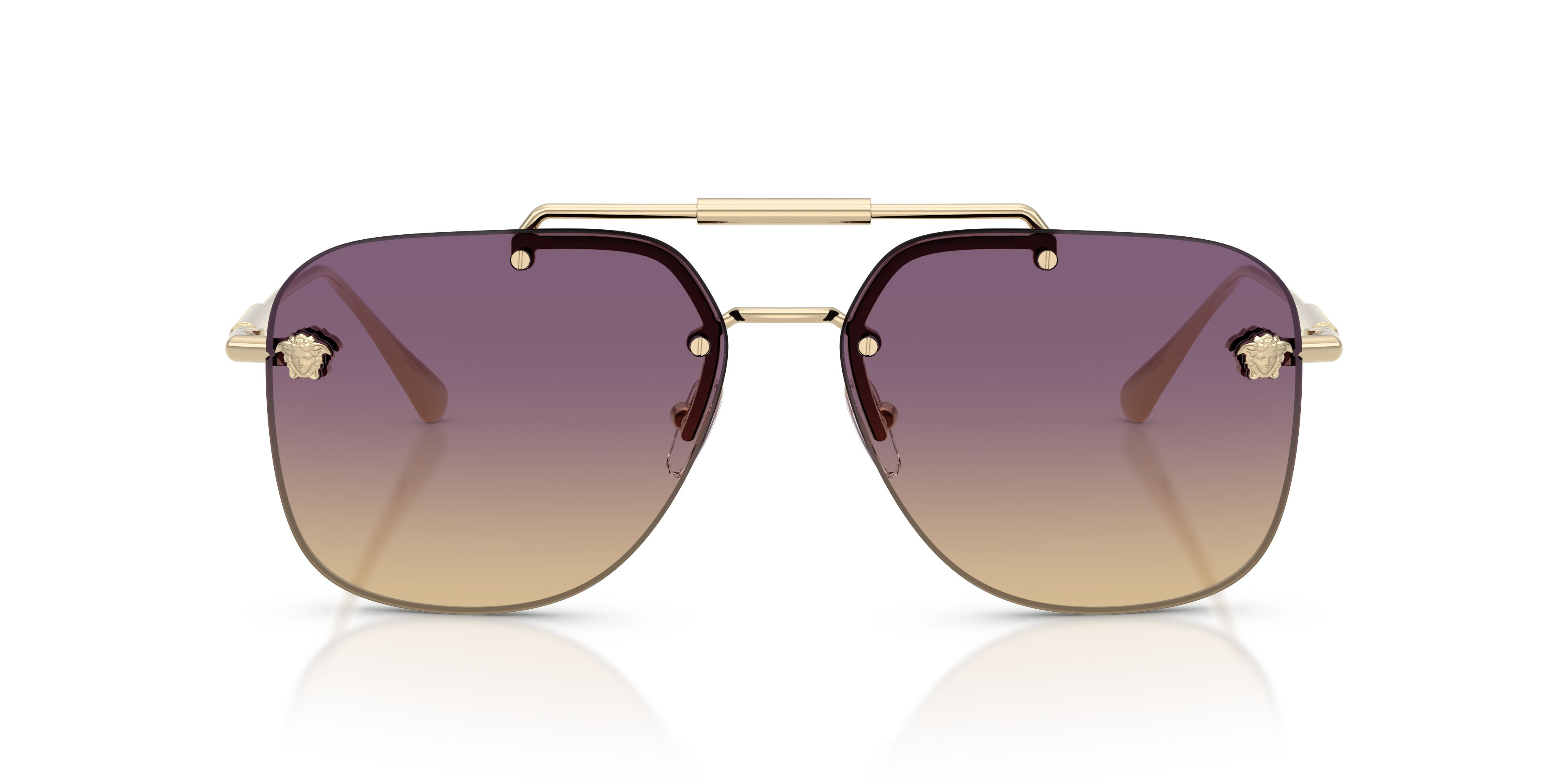 Occhiali da sole Versace VE 2296 (125270) colore oro pallido forma quadrato lenti giallo sfumato viola