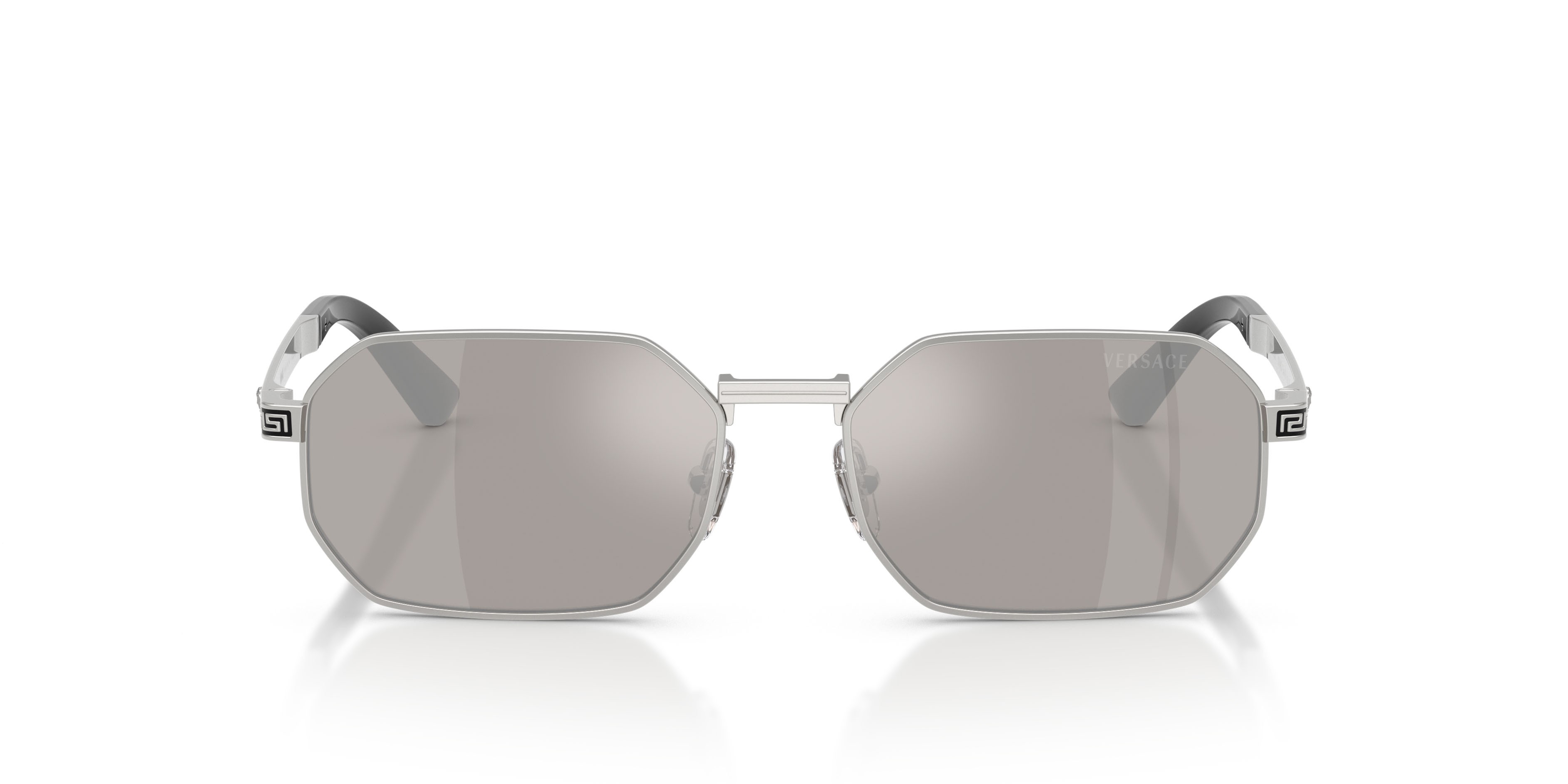 Occhiali da sole Versace VE 2297 (10006G) colore argento forma rettangolare lenti grigio chiaro specchiato argento