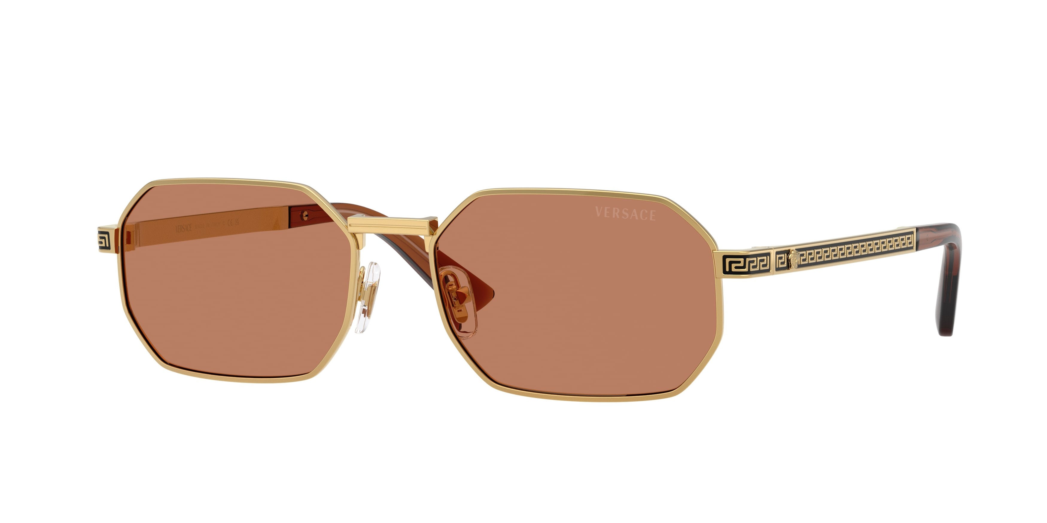 Occhiali da sole Versace VE 2297 (100273) colore oro forma rettangolare lenti marrone