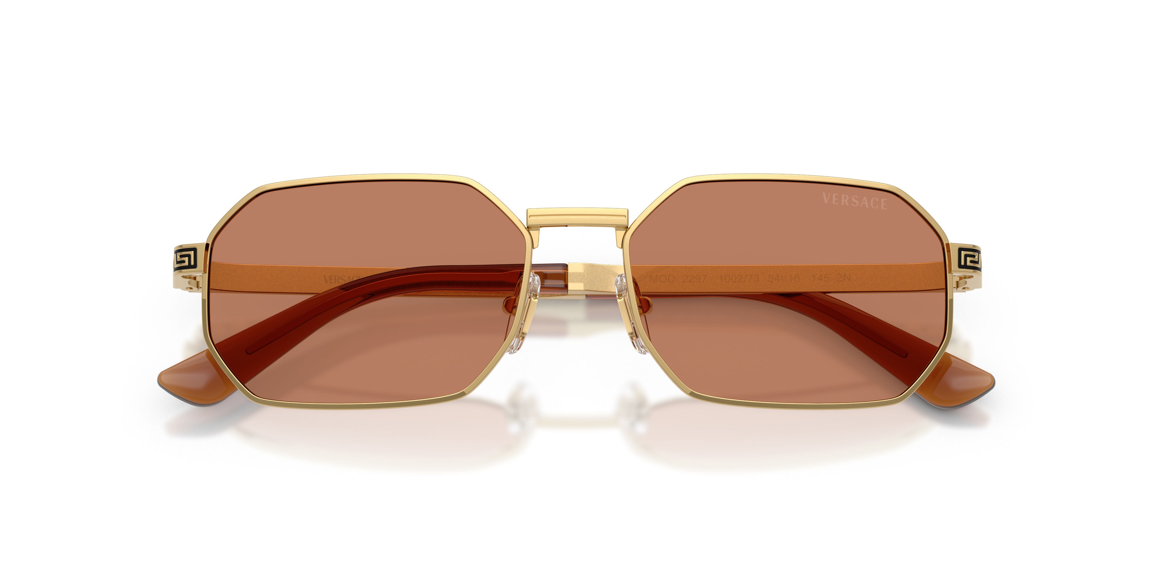 Occhiali da sole Versace VE 2297 (100273) colore oro forma rettangolare lenti marrone