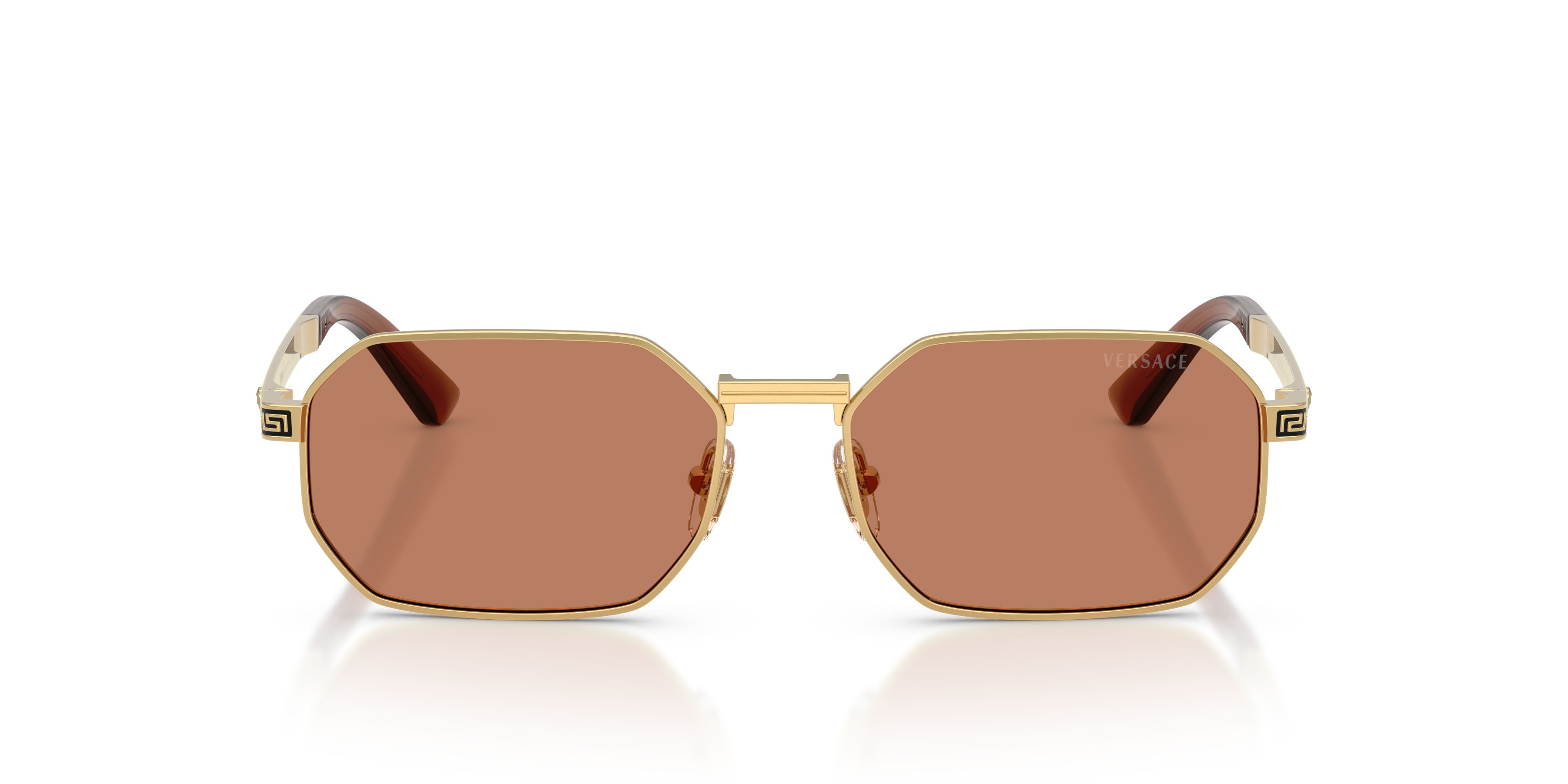 Occhiali da sole Versace VE 2297 (100273) colore oro forma rettangolare lenti marrone