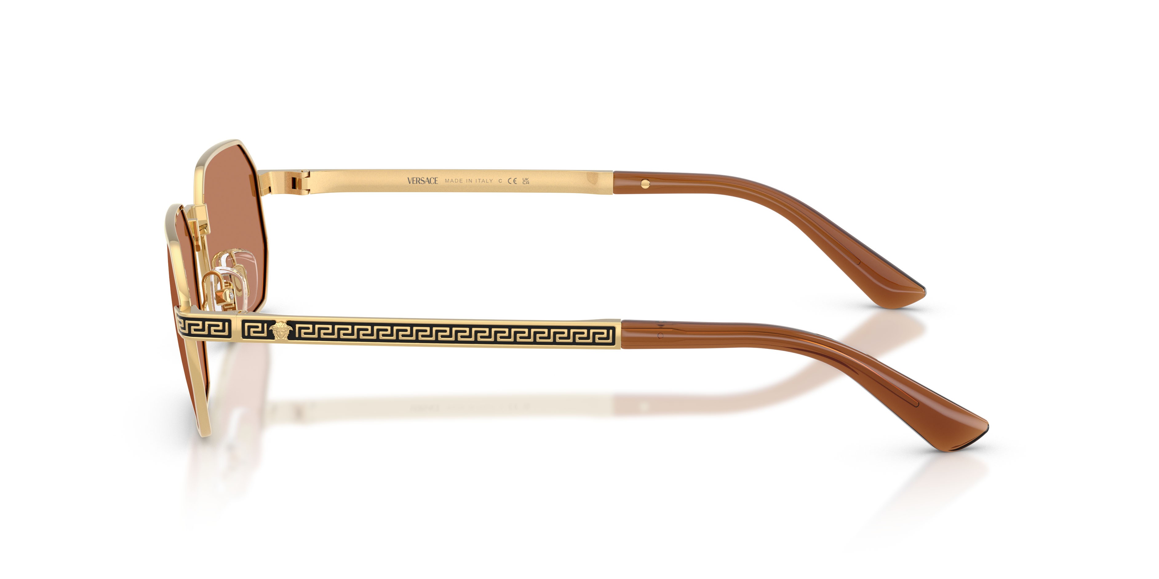 Occhiali da sole Versace VE 2297 (100273) colore oro forma rettangolare lenti marrone