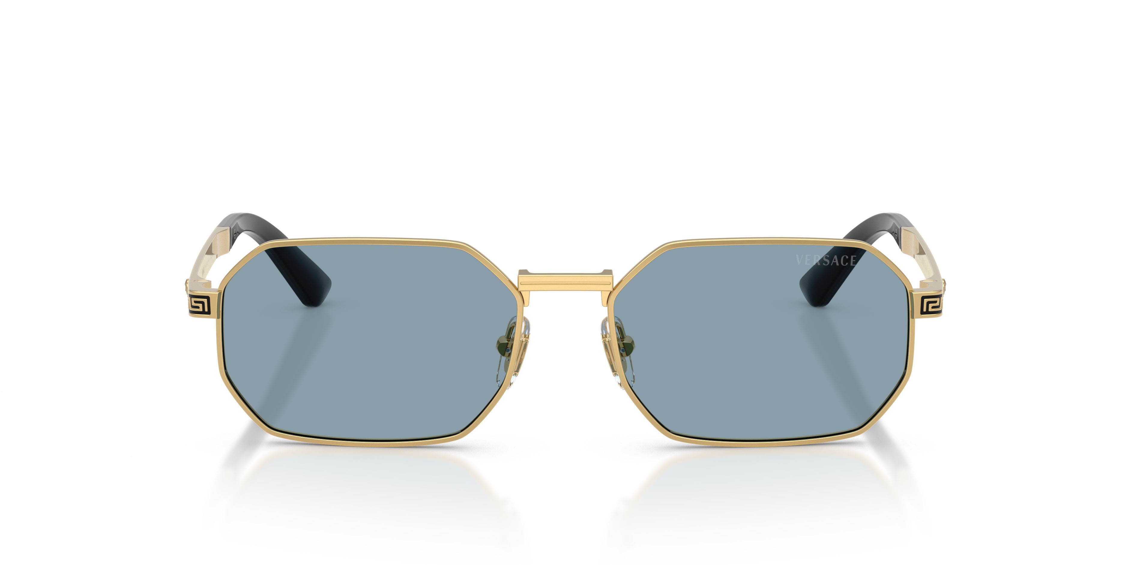 Occhiali da sole Versace VE 2297 (100280) colore oro forma rettangolare lenti azzurro