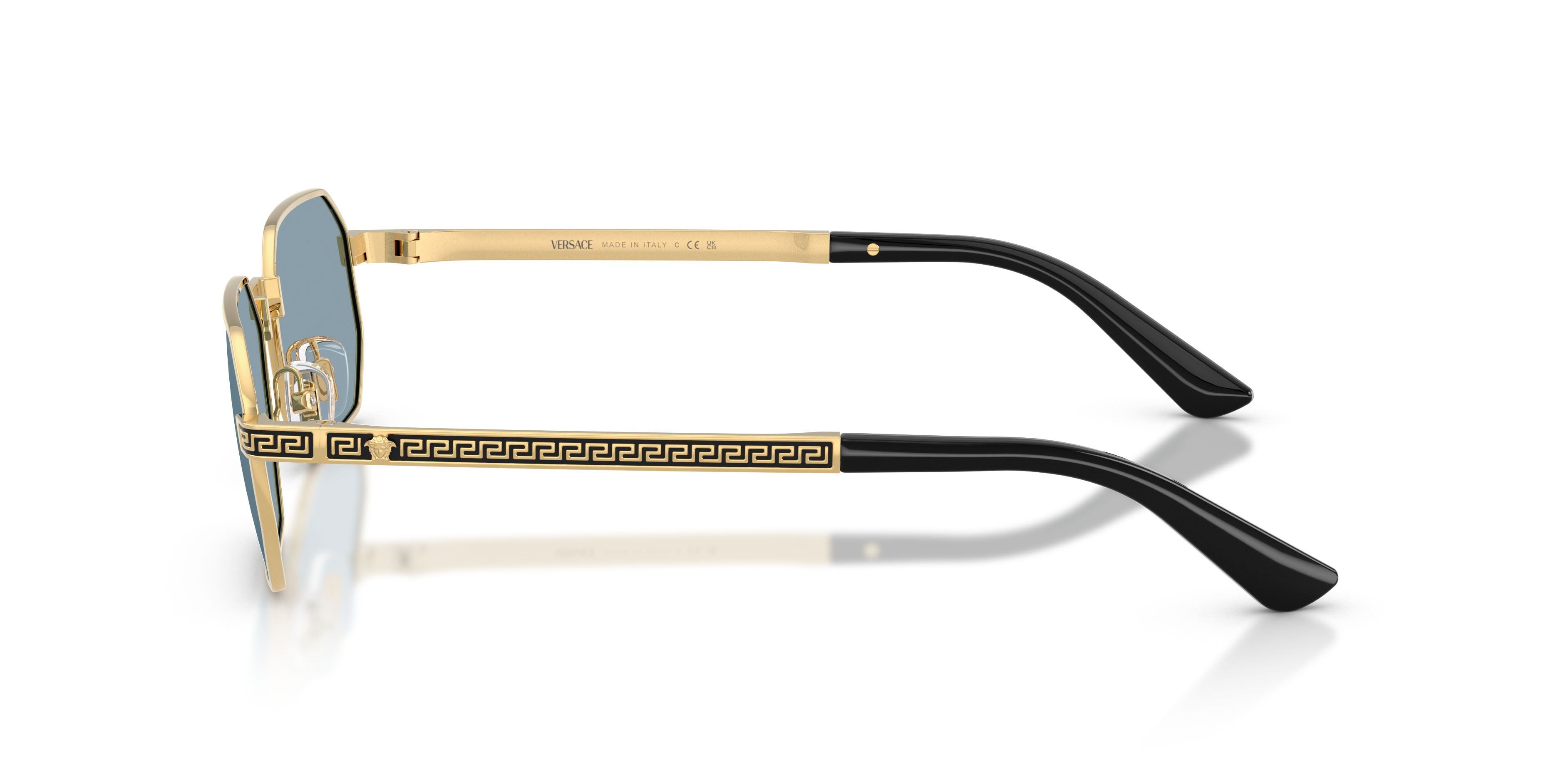 Occhiali da sole Versace VE 2297 (100280) colore oro forma rettangolare lenti azzurro