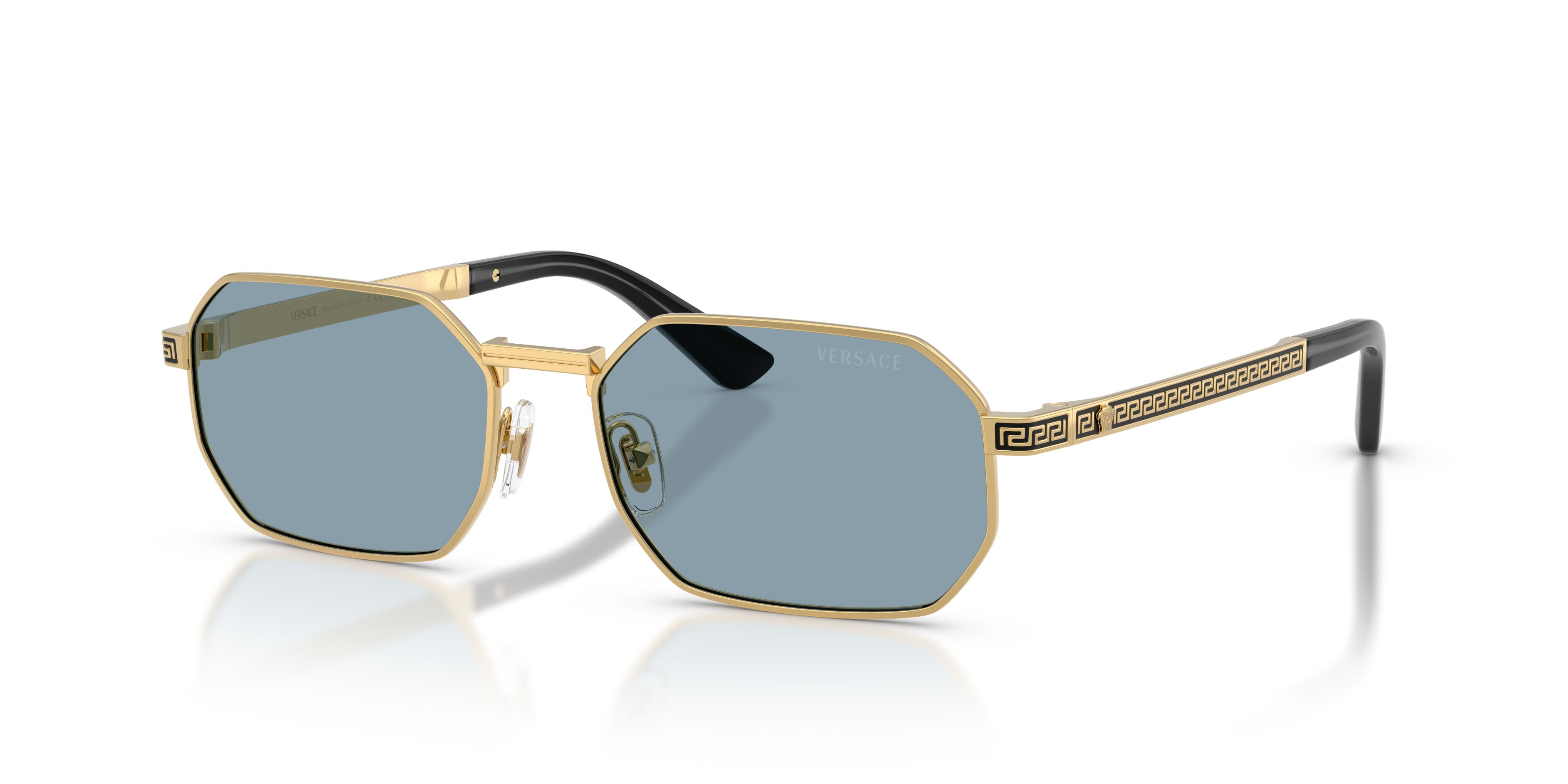 Occhiali da sole Versace VE 2297 (100280) colore oro forma rettangolare lenti azzurro