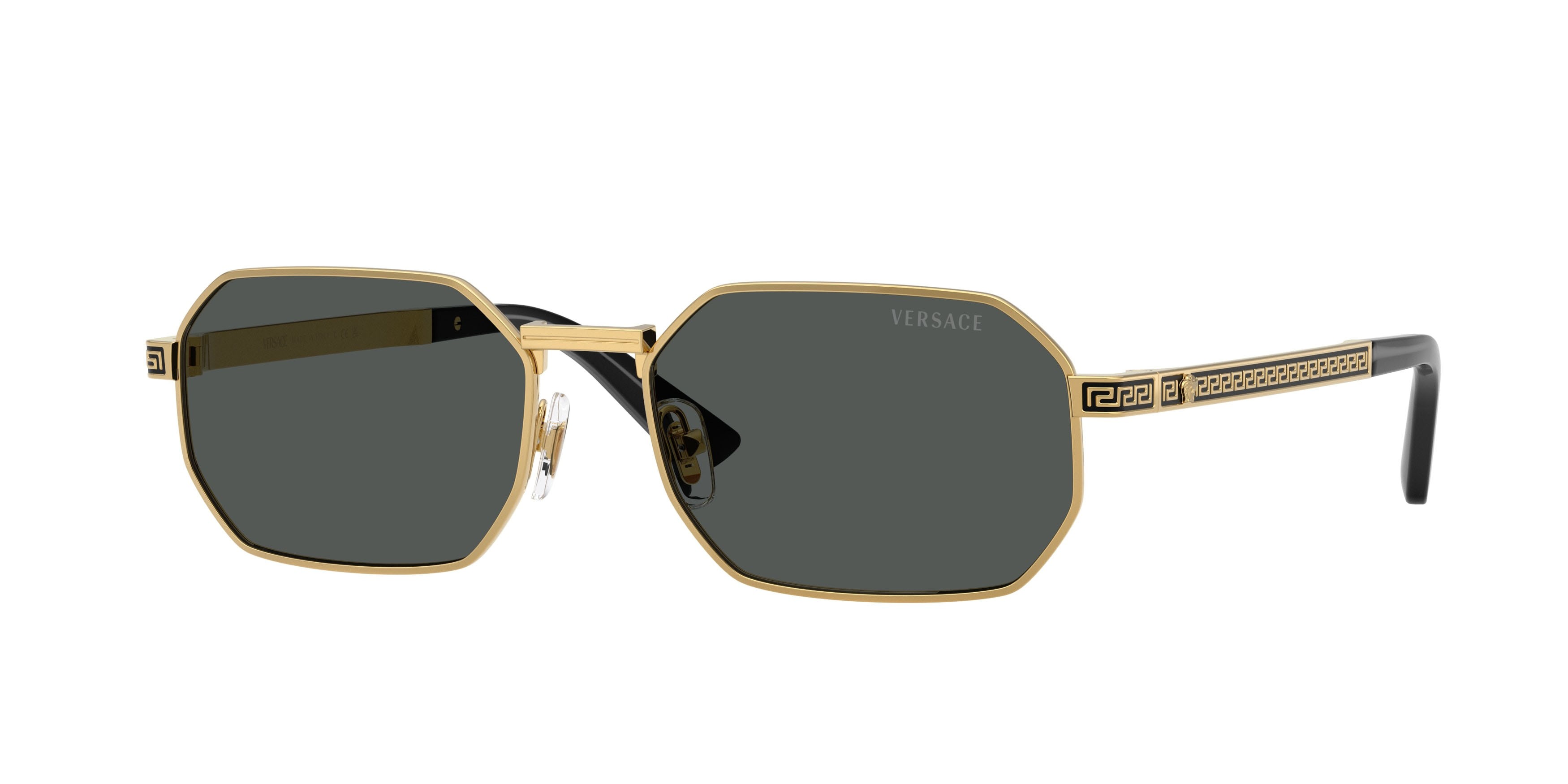 Occhiali da sole Versace VE 2297 (100287) colore oro forma rettangolare lenti grigio scuro