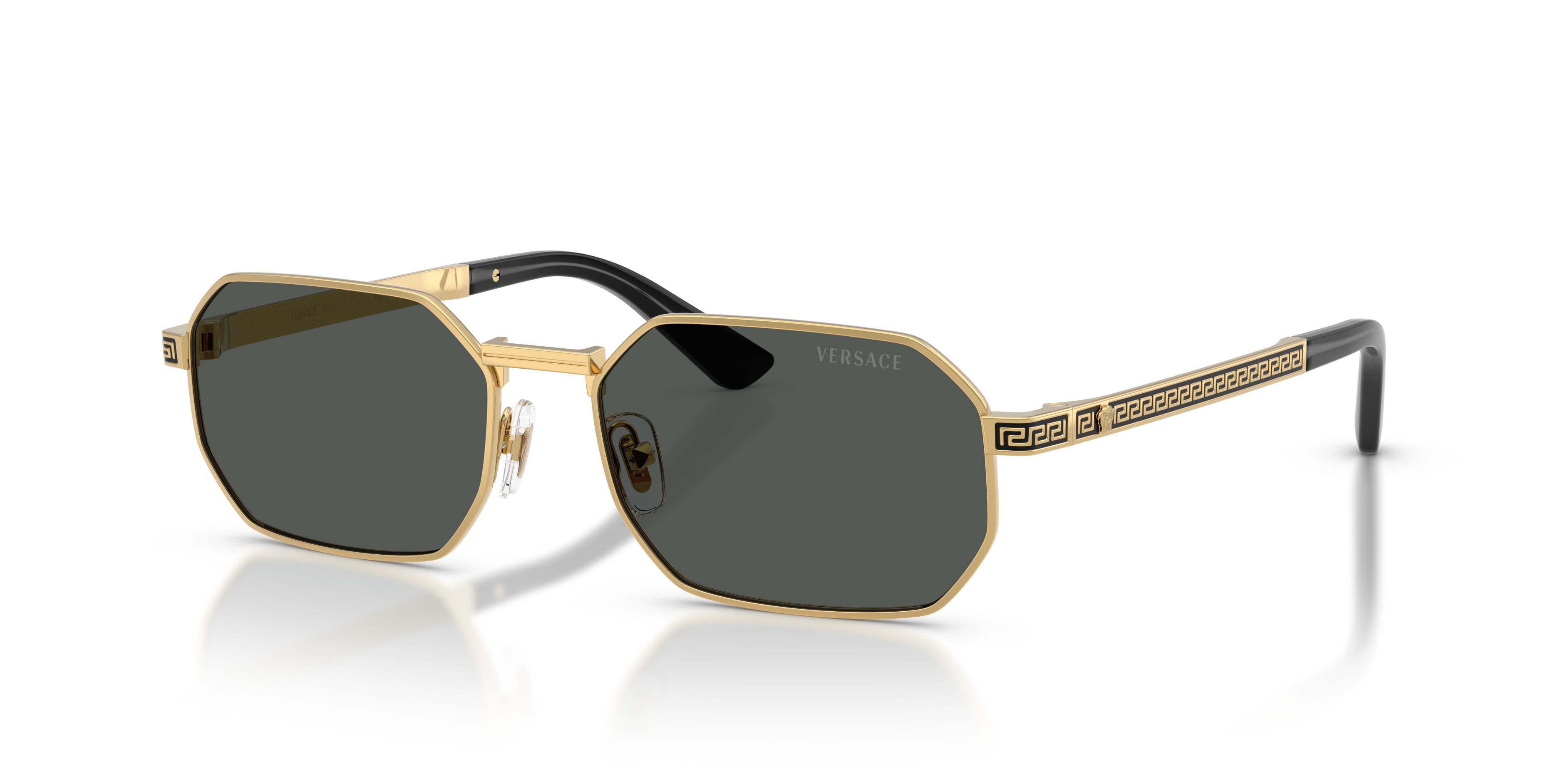 Occhiali da sole Versace VE 2297 (100287) colore oro forma rettangolare lenti grigio scuro