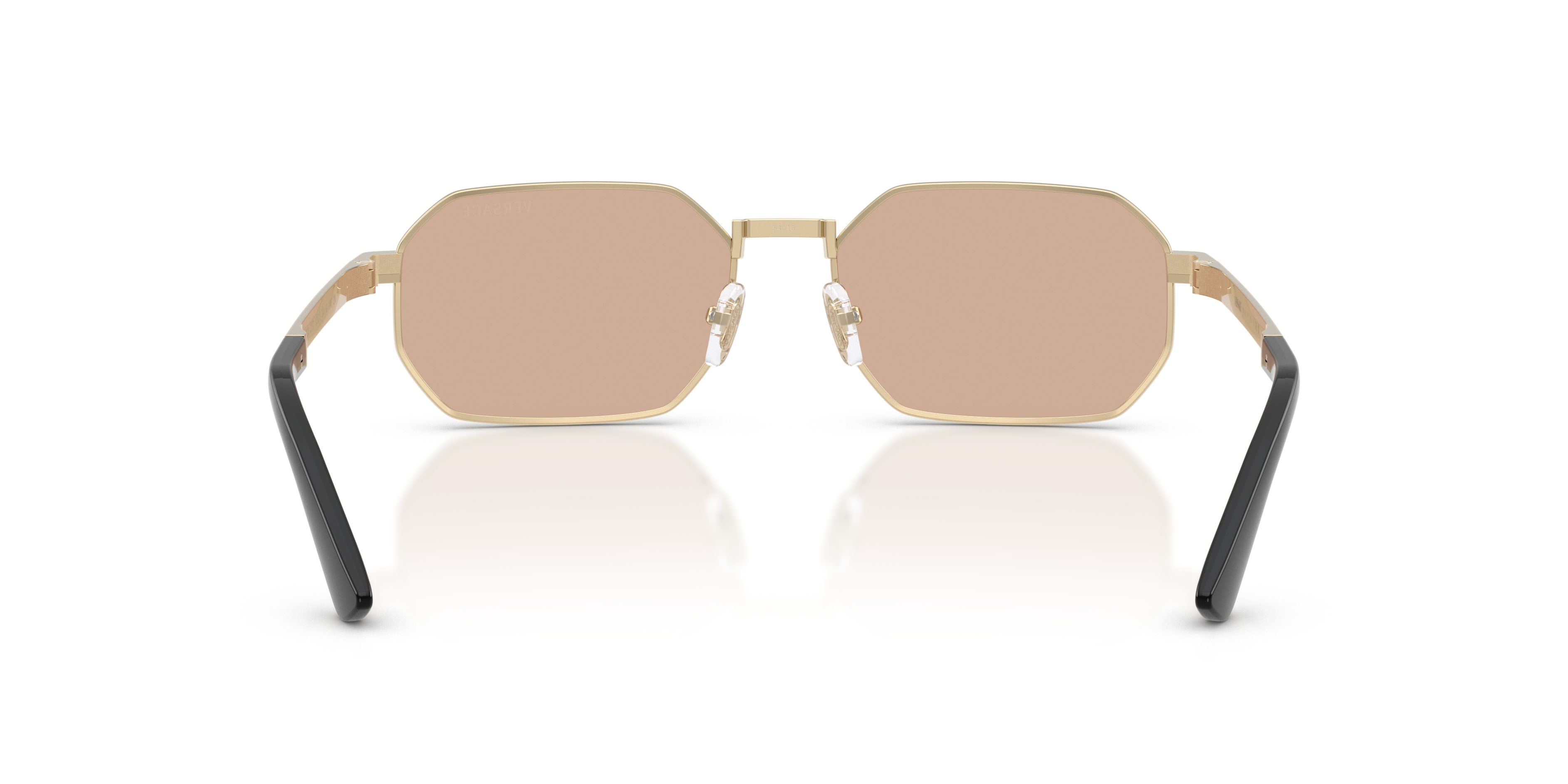 Occhiali da sole Versace VE 2297 (1252/5) colore oro pallido forma rettangolare lenti light pink mirror silver