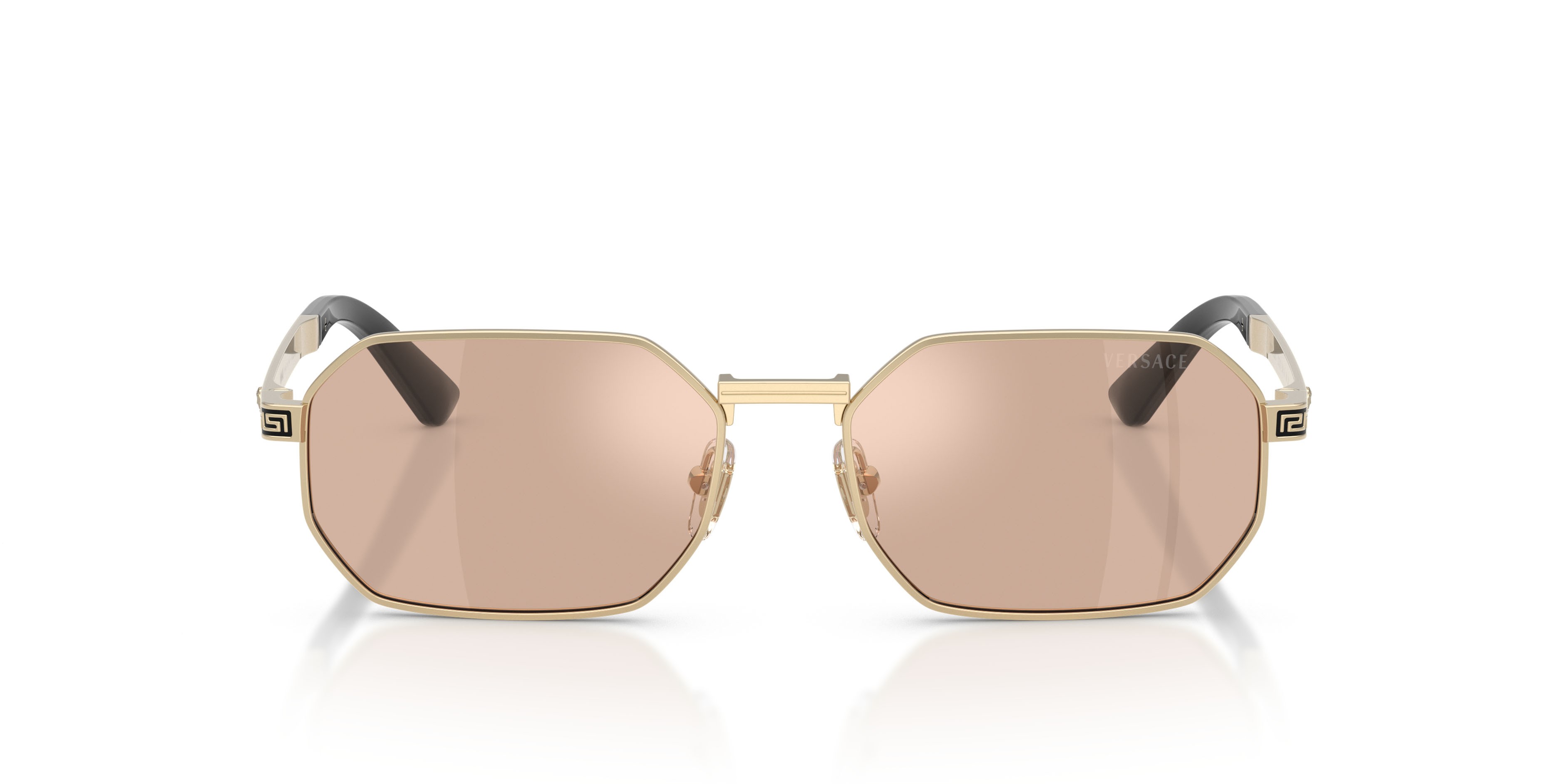 Occhiali da sole Versace VE 2297 (1252/5) colore oro pallido forma rettangolare lenti light pink mirror silver