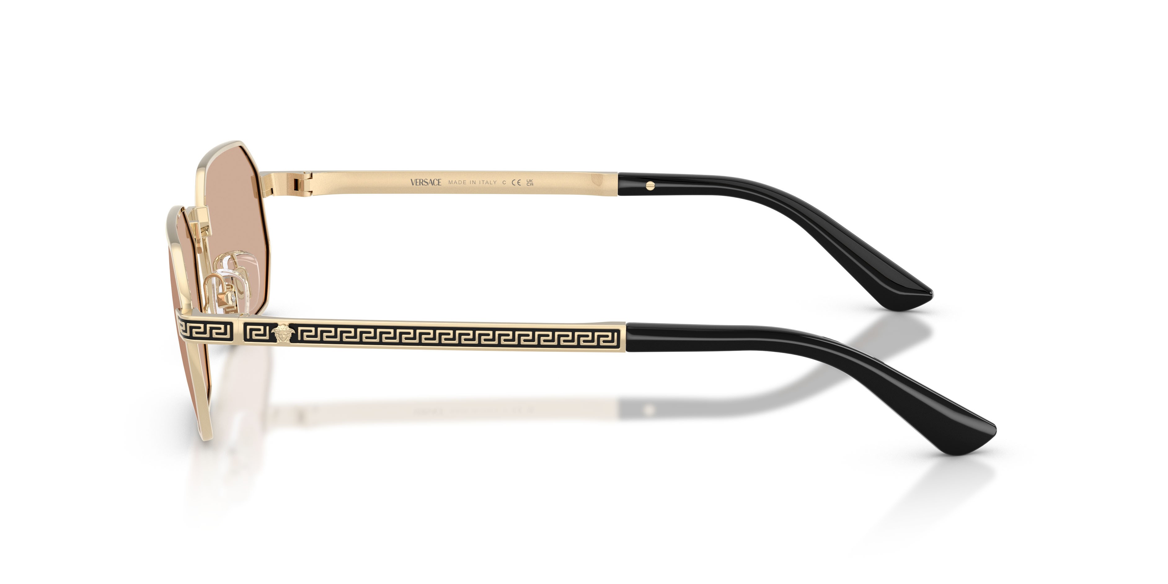 Occhiali da sole Versace VE 2297 (1252/5) colore oro pallido forma rettangolare lenti light pink mirror silver