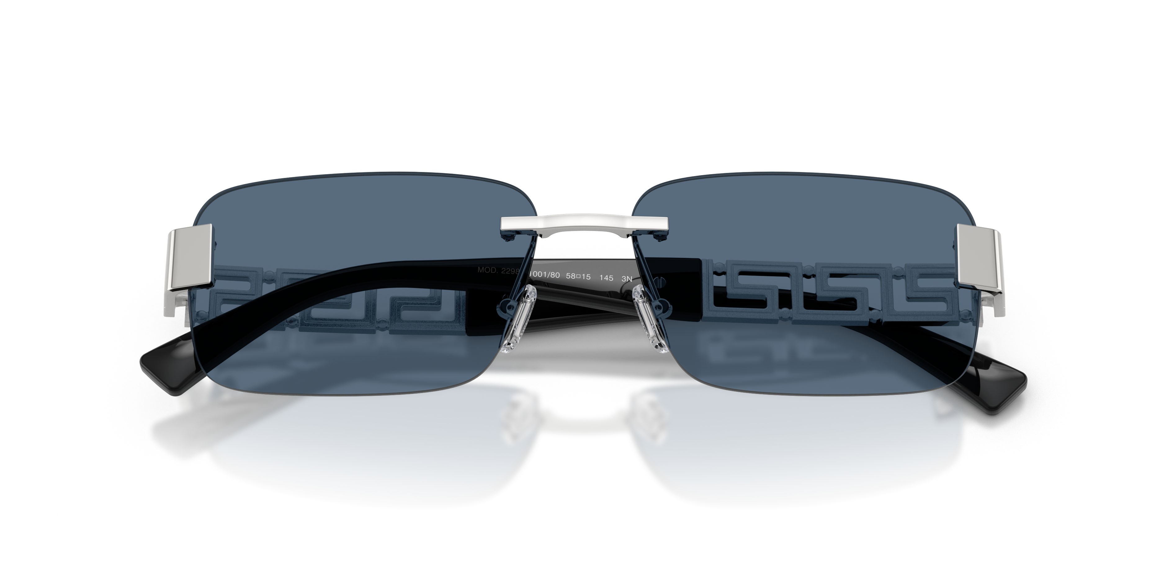 Occhiali da sole Versace VE 2298 (100180) colore argento forma rettangolare lenti blu scuro