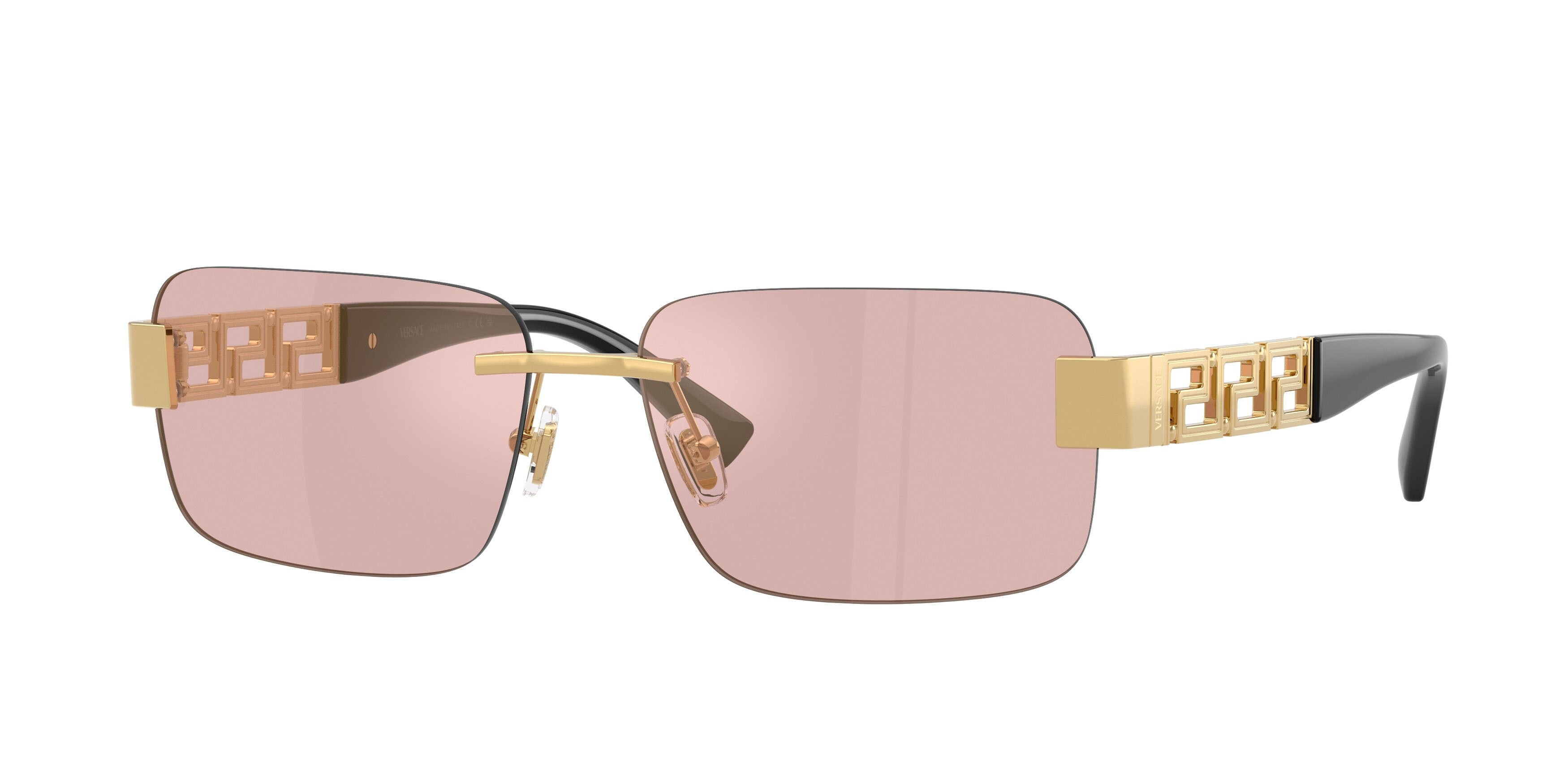 Occhiali da sole Versace VE 2298 (10021T) colore oro forma rettangolare lenti rosa specchiato oro