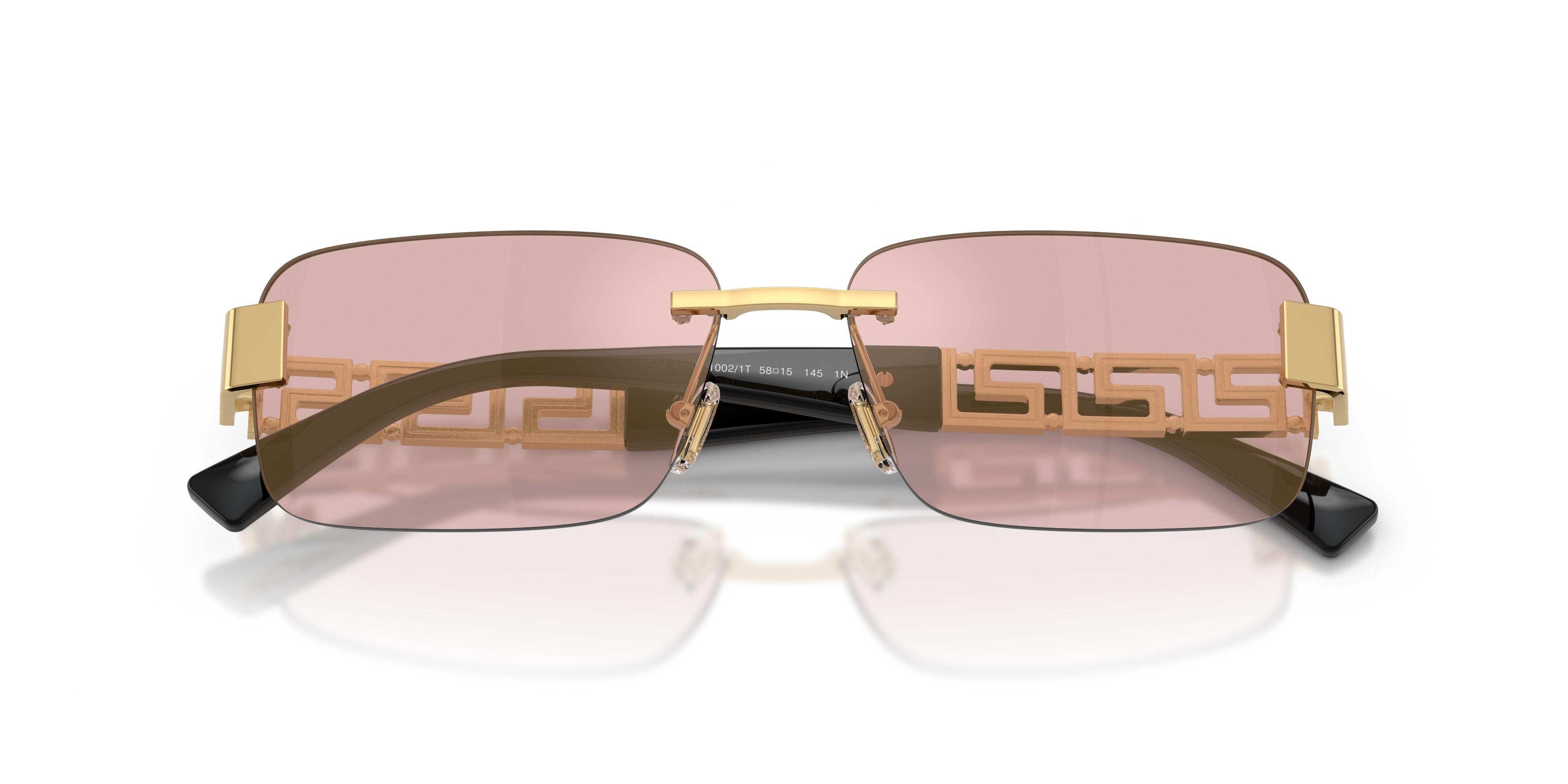 Occhiali da sole Versace VE 2298 (10021T) colore oro forma rettangolare lenti rosa specchiato oro
