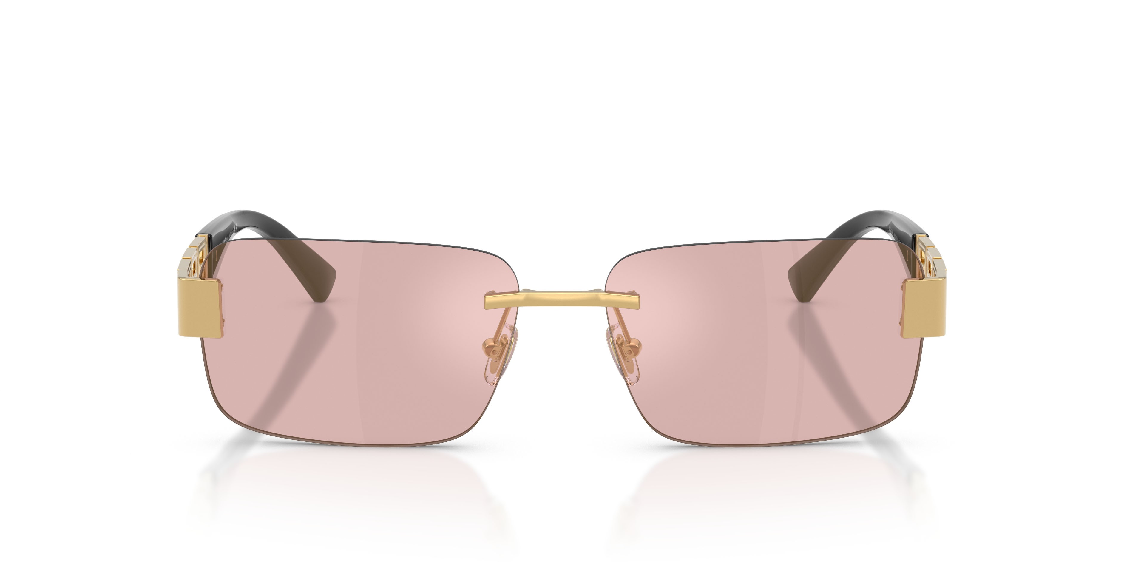 Occhiali da sole Versace VE 2298 (10021T) colore oro forma rettangolare lenti rosa specchiato oro