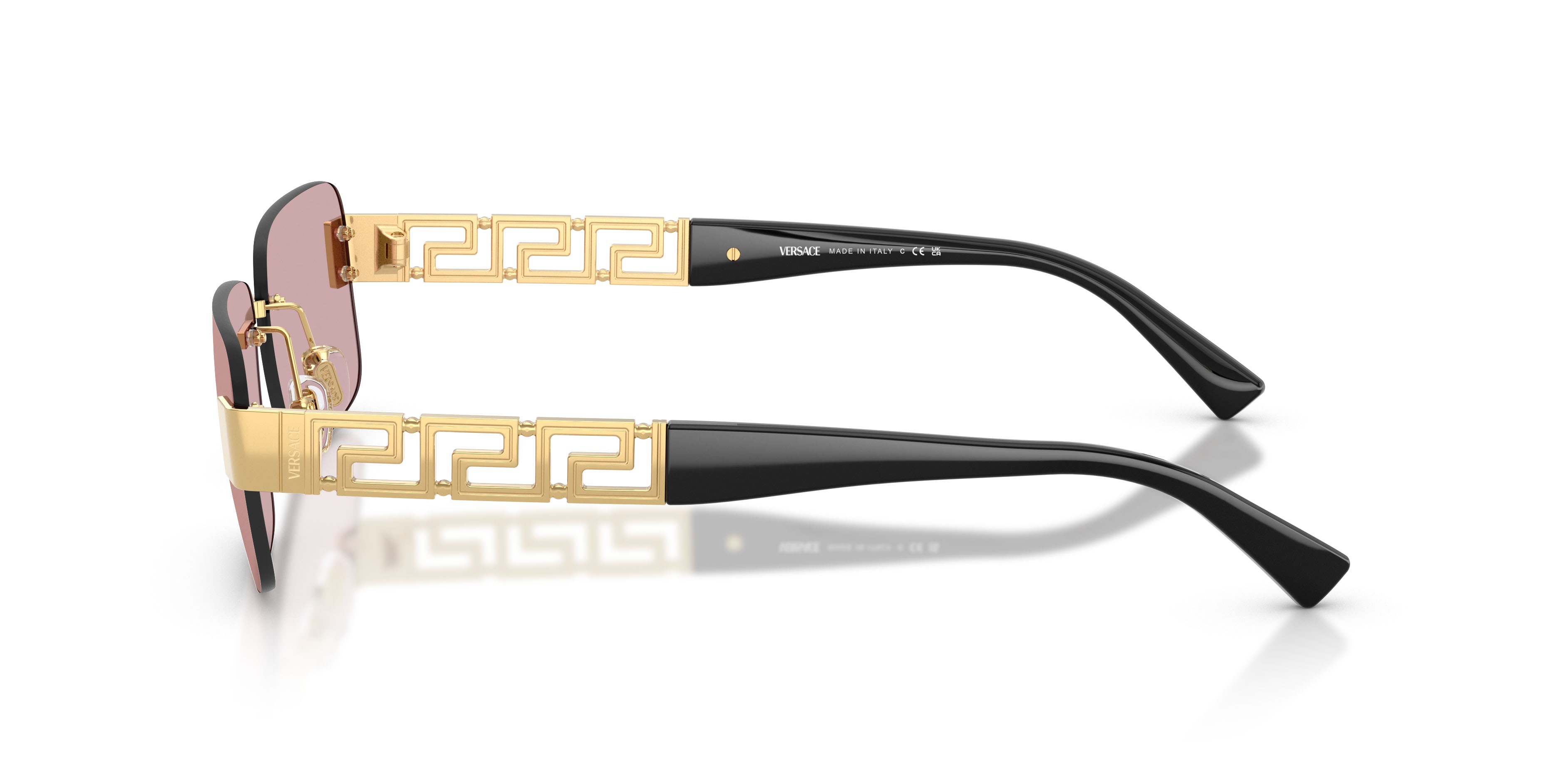 Occhiali da sole Versace VE 2298 (10021T) colore oro forma rettangolare lenti rosa specchiato oro