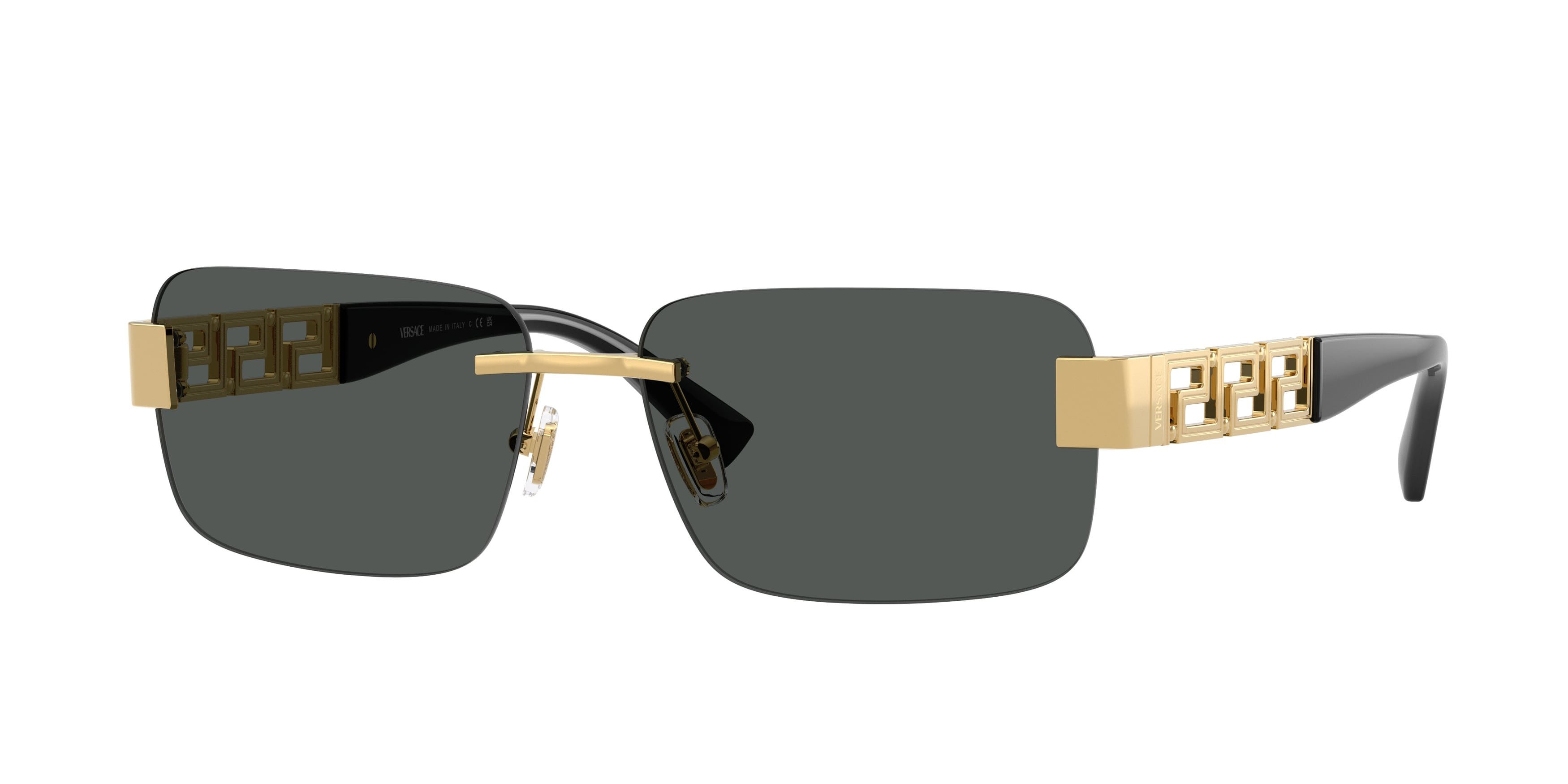 Occhiali da sole Versace VE 2298 (100287) colore oro forma rettangolare lenti grigio scuro