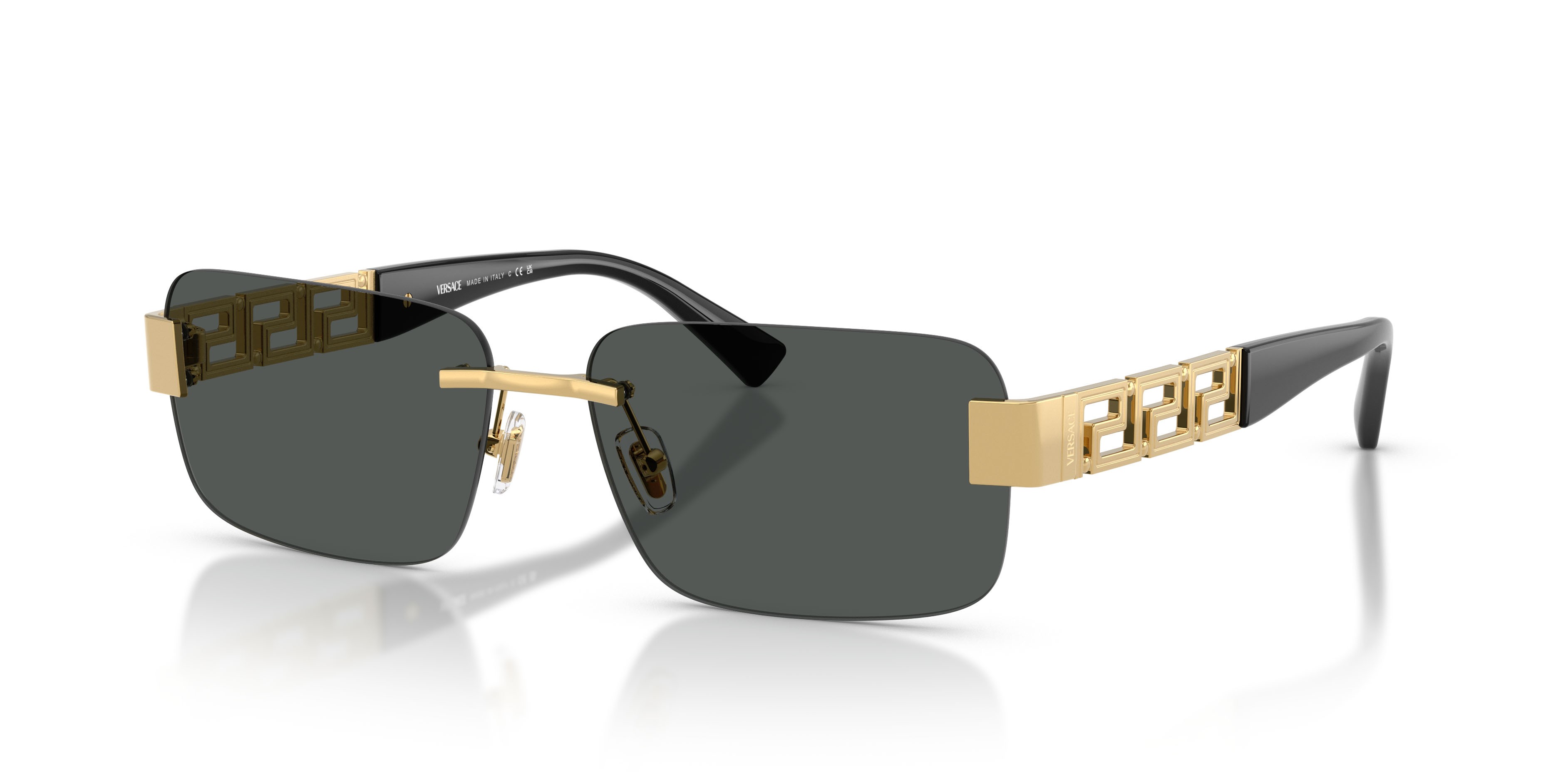 Occhiali da sole Versace VE 2298 (100287) colore oro forma rettangolare lenti grigio scuro