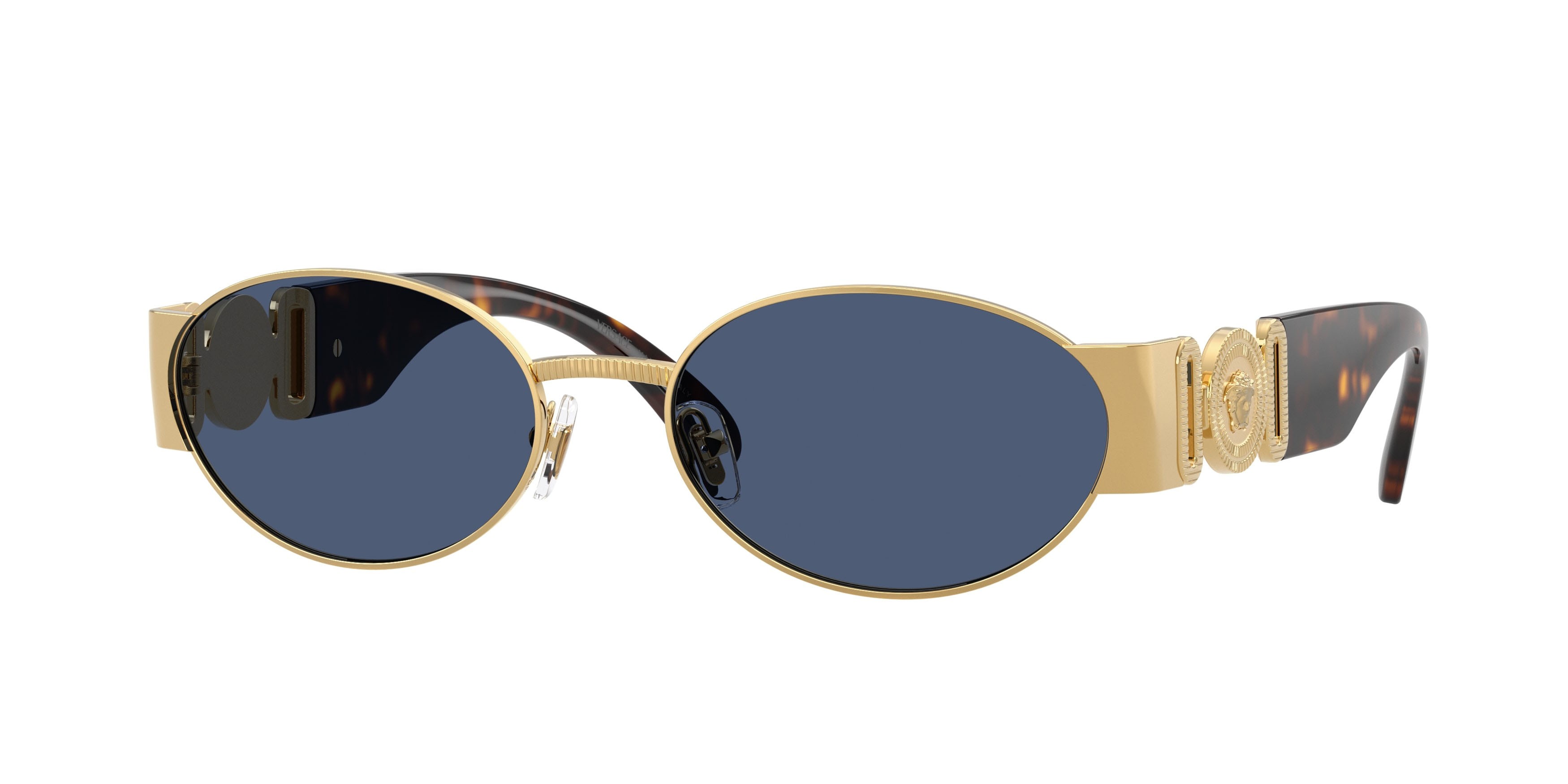 Occhiali da sole Versace VE 2299 (100280) colore oro forma ovale lenti blu scuro