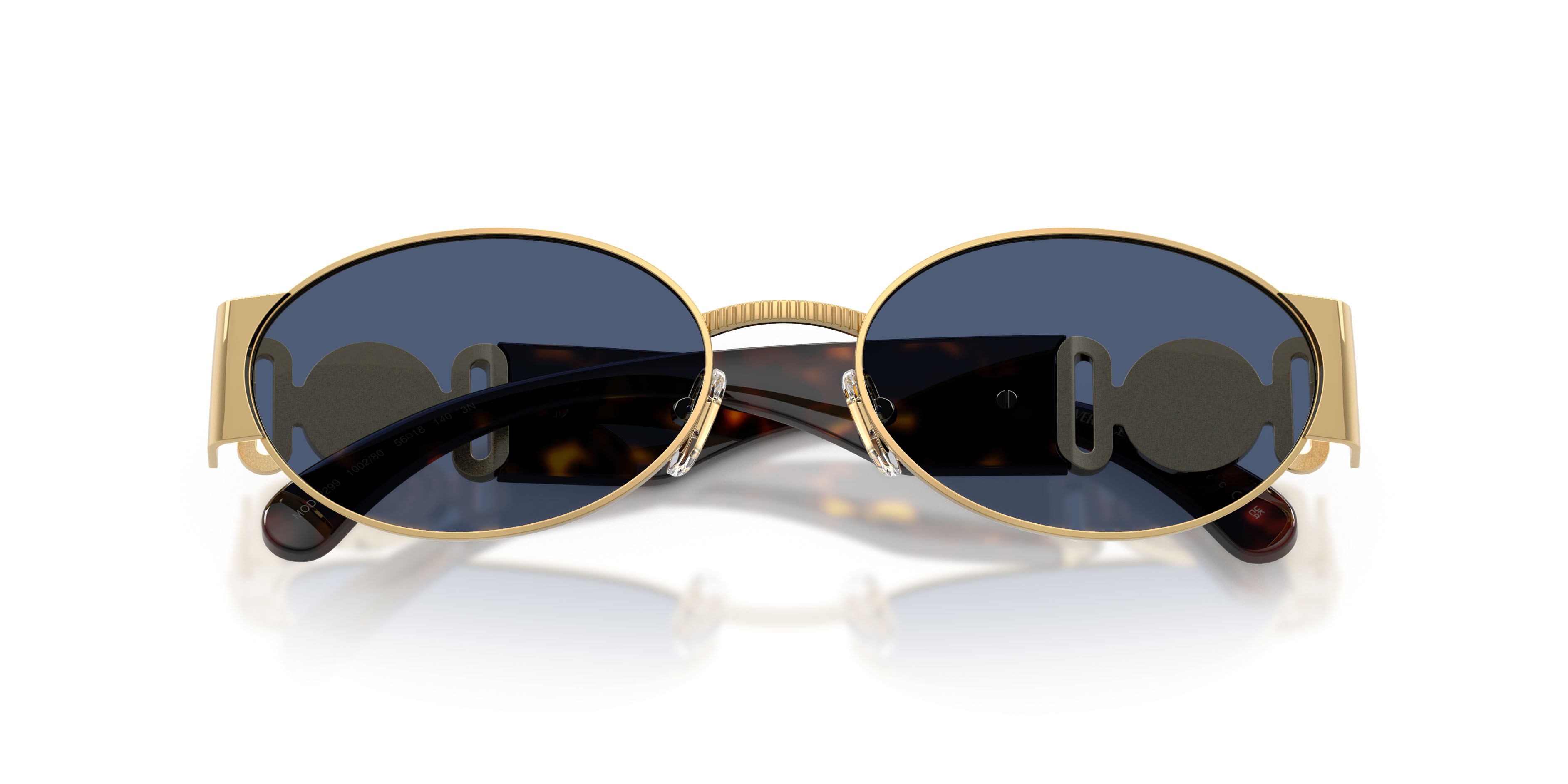 Occhiali da sole Versace VE 2299 (100280) colore oro forma ovale lenti blu scuro