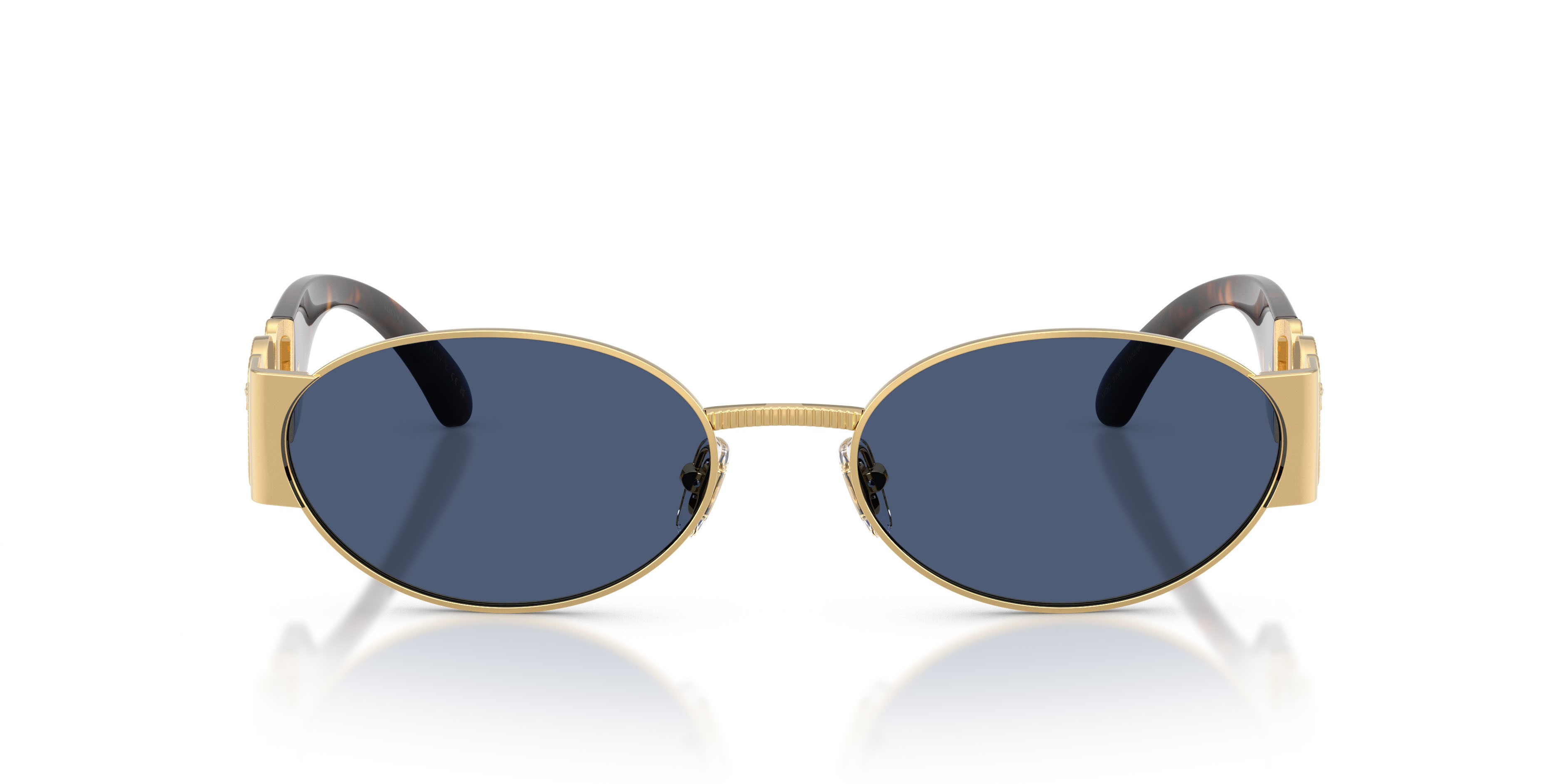 Occhiali da sole Versace VE 2299 (100280) colore oro forma ovale lenti blu scuro