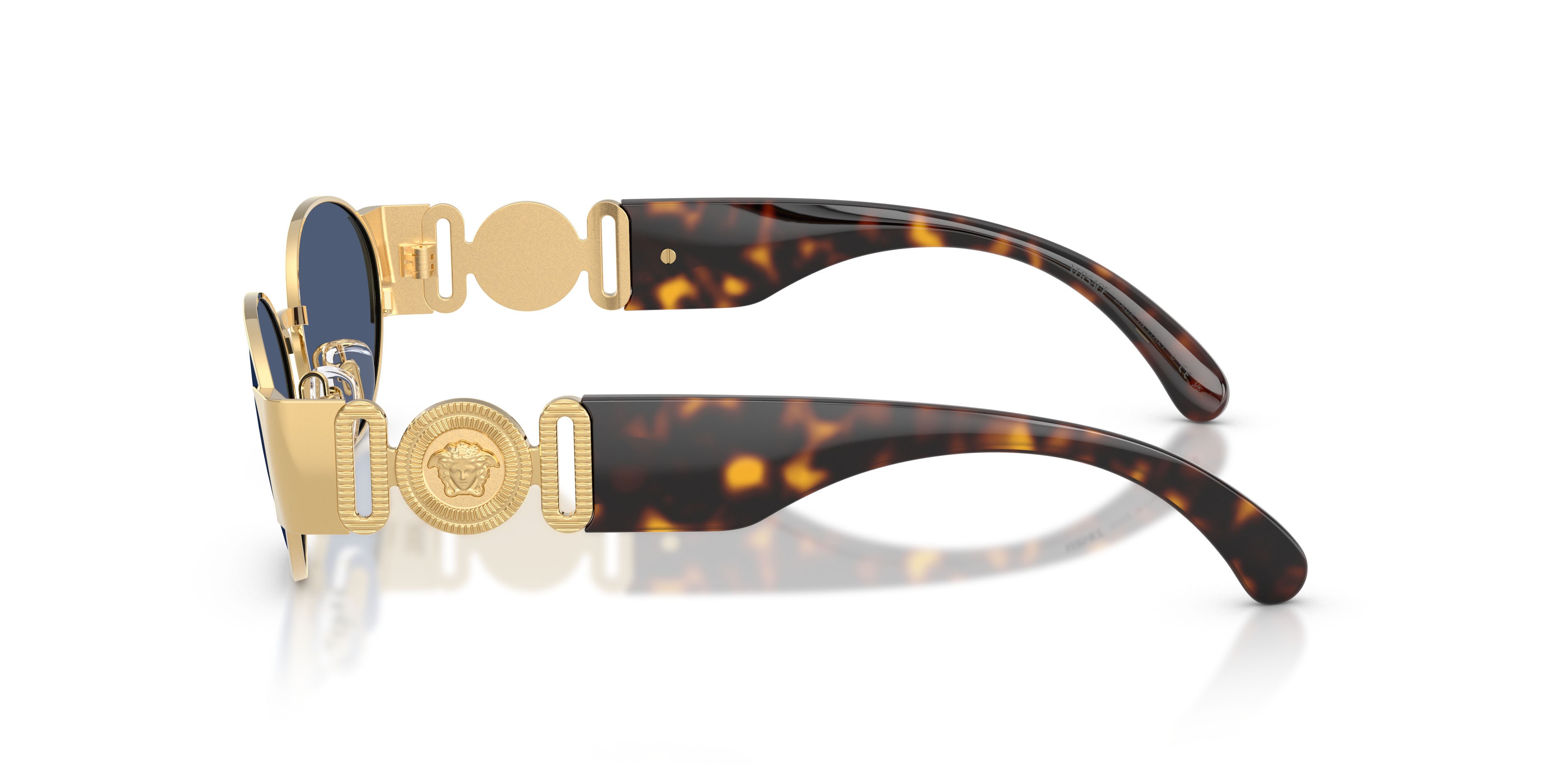 Occhiali da sole Versace VE 2299 (100280) colore oro forma ovale lenti blu scuro