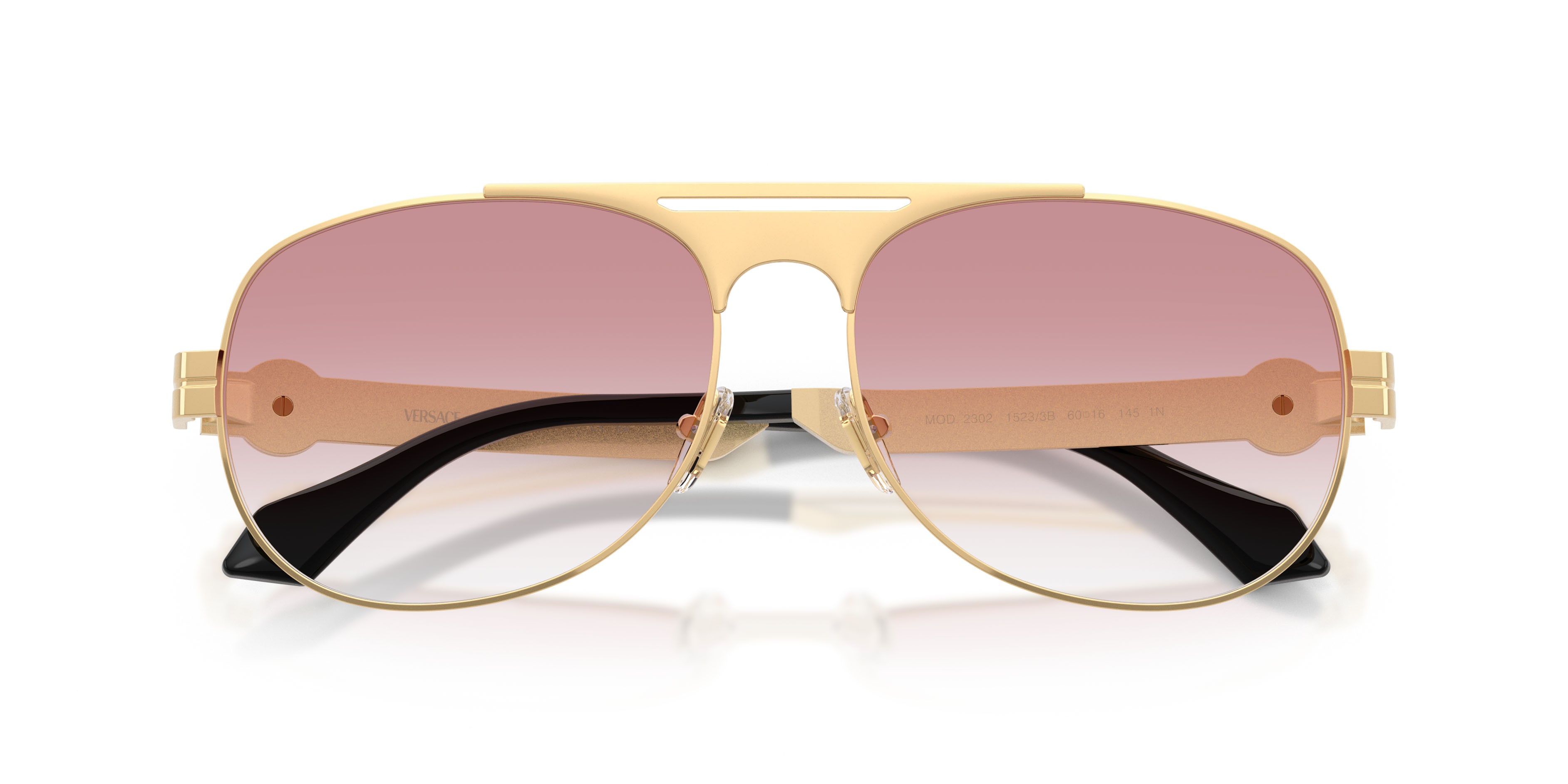 Sunglasses Versace VE 2302 (15233B) color oro versace shape aviator lenses trasparente sfumato rosa