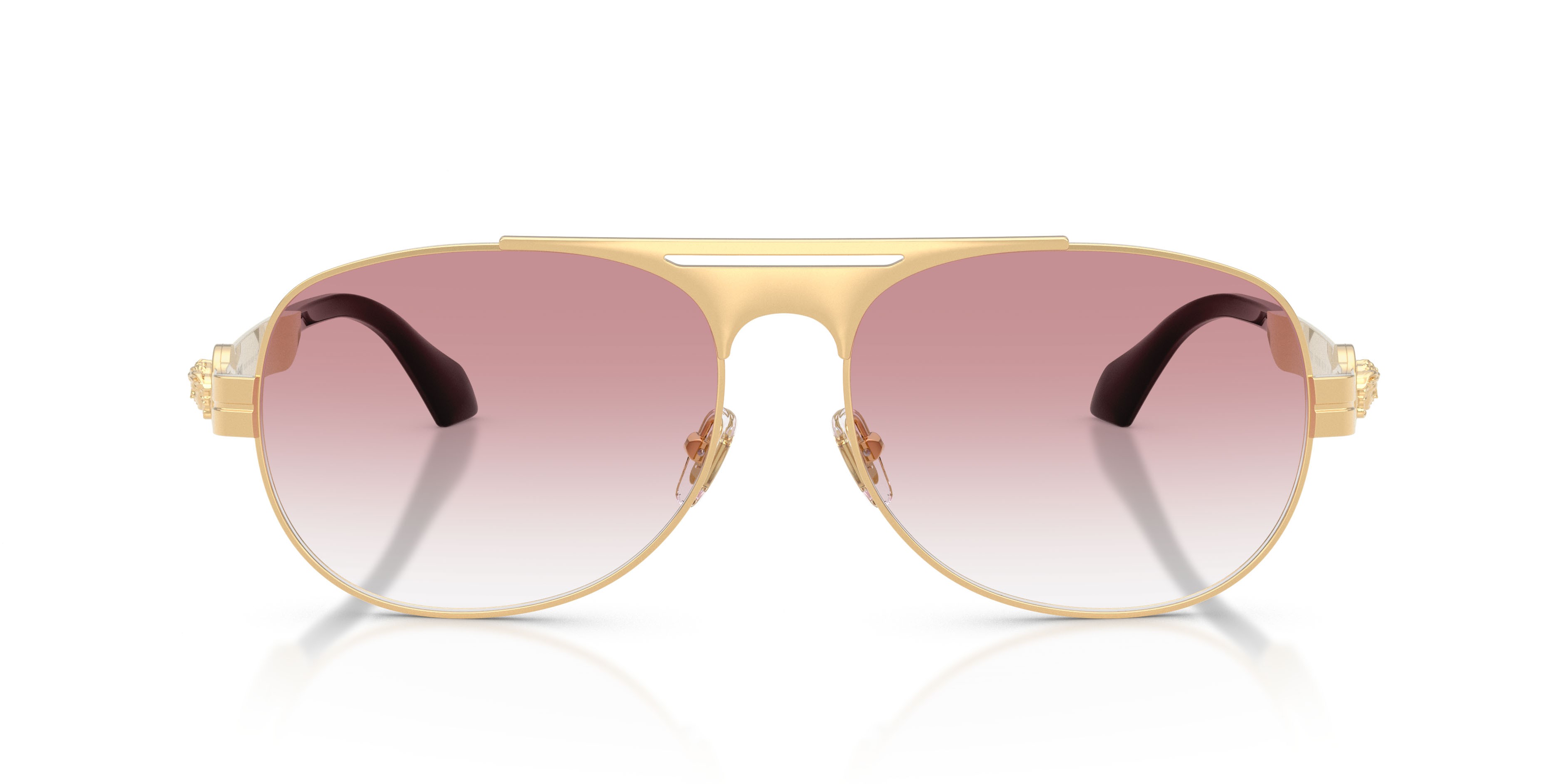 Sunglasses Versace VE 2302 (15233B) color oro versace shape aviator lenses trasparente sfumato rosa