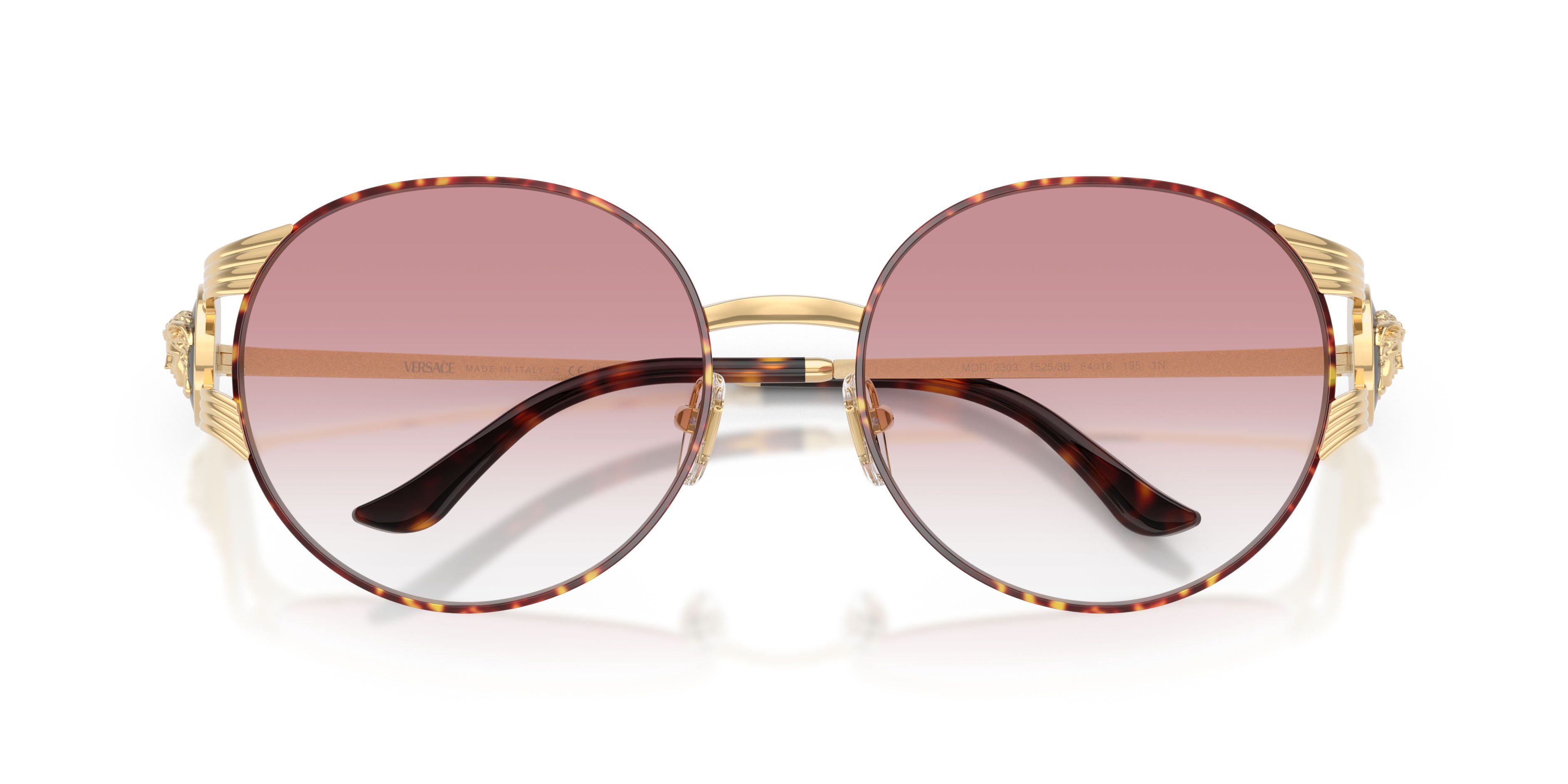 Occhiali da sole Versace VE 2303 (15253B) colore oro versace/havana forma rotondo lenti trasparente sfumato rosa