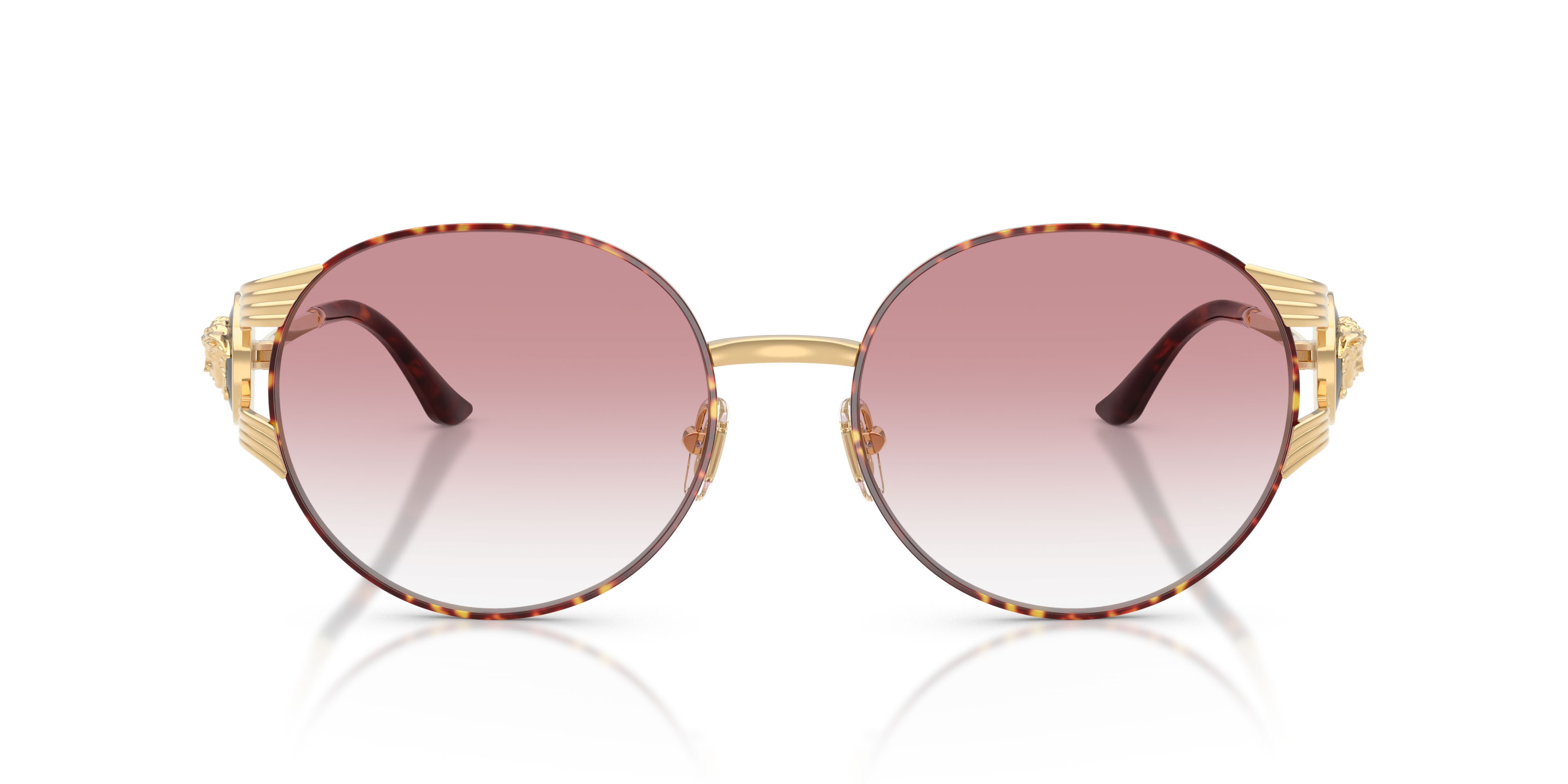 Occhiali da sole Versace VE 2303 (15253B) colore oro versace/havana forma rotondo lenti trasparente sfumato rosa