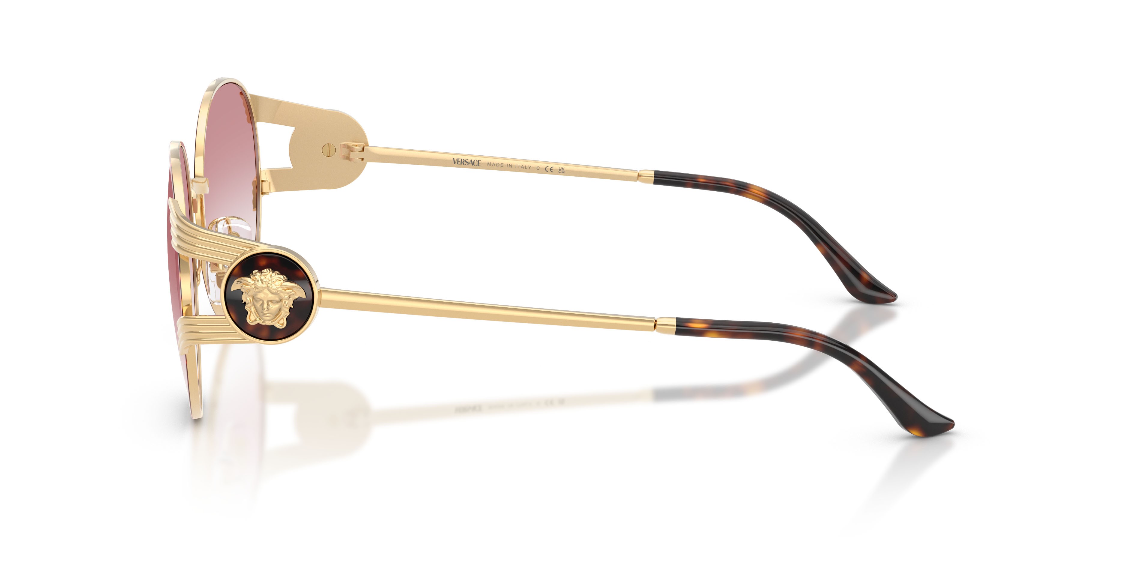 Occhiali da sole Versace VE 2303 (15253B) colore oro versace/havana forma rotondo lenti trasparente sfumato rosa