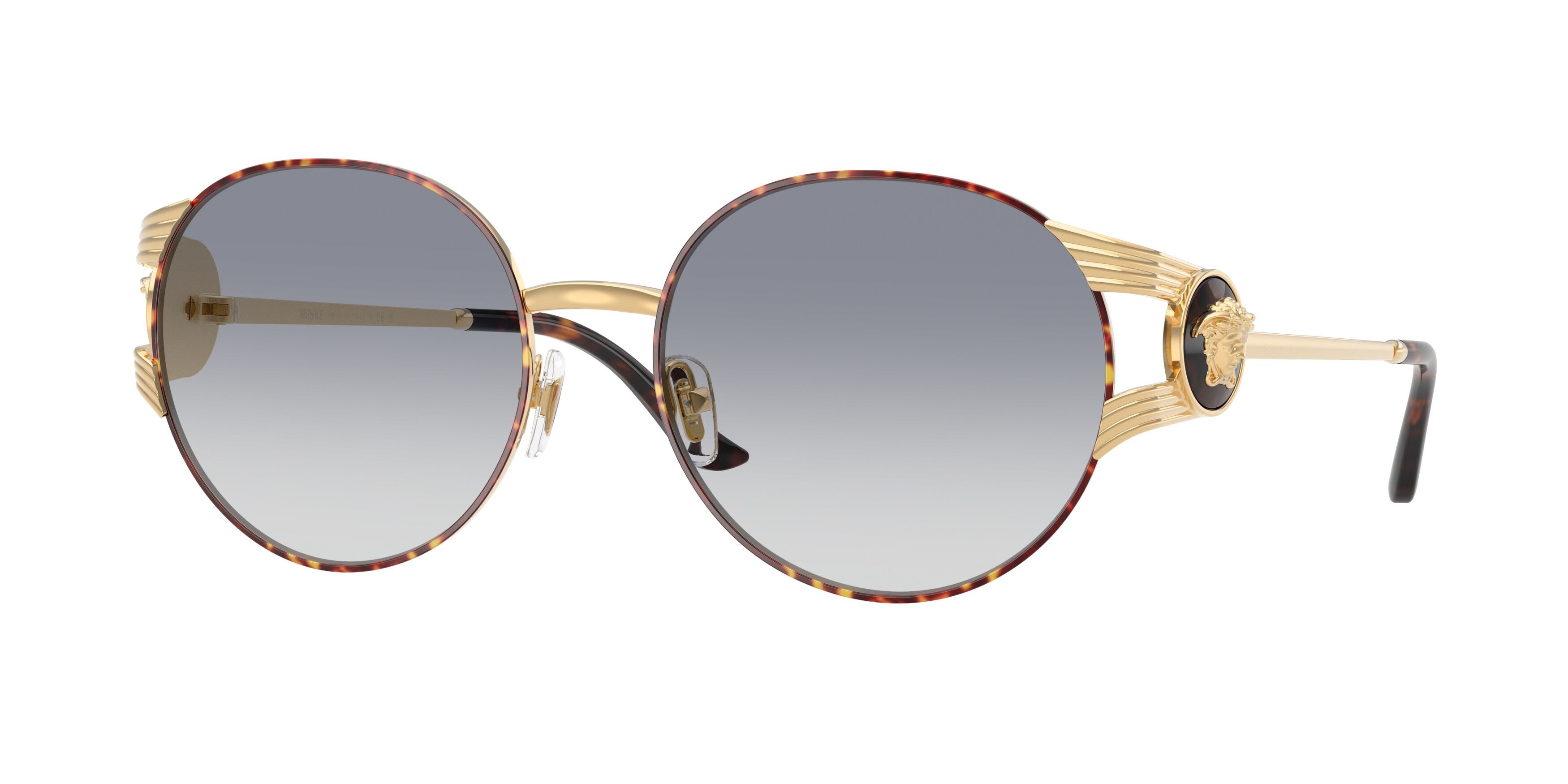 Occhiali da sole Versace VE 2303 (152579) colore oro versace/havana forma rotondo lenti trasparente sfumato blu