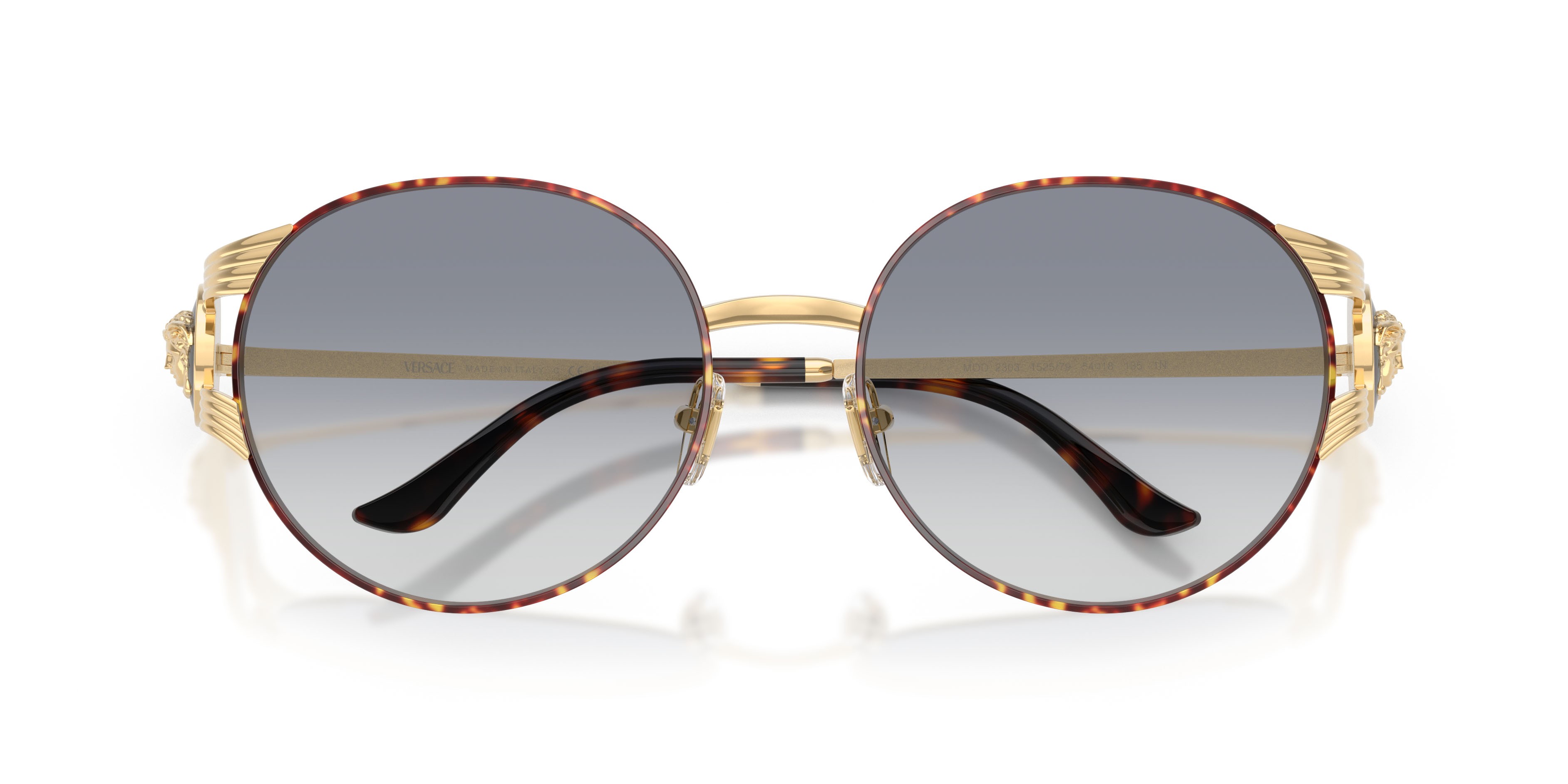 Occhiali da sole Versace VE 2303 (152579) colore oro versace/havana forma rotondo lenti trasparente sfumato blu