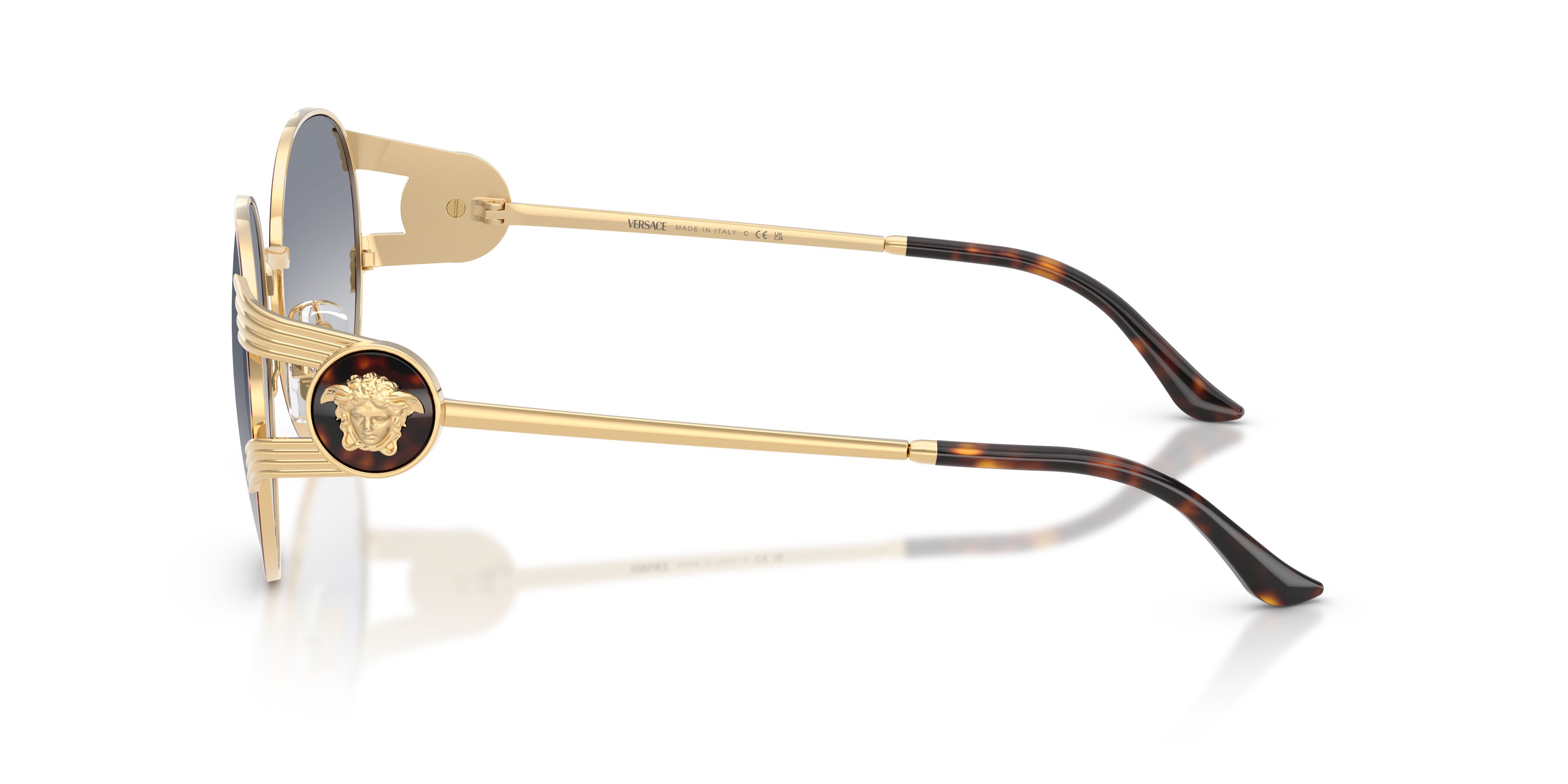 Occhiali da sole Versace VE 2303 (152579) colore oro versace/havana forma rotondo lenti trasparente sfumato blu