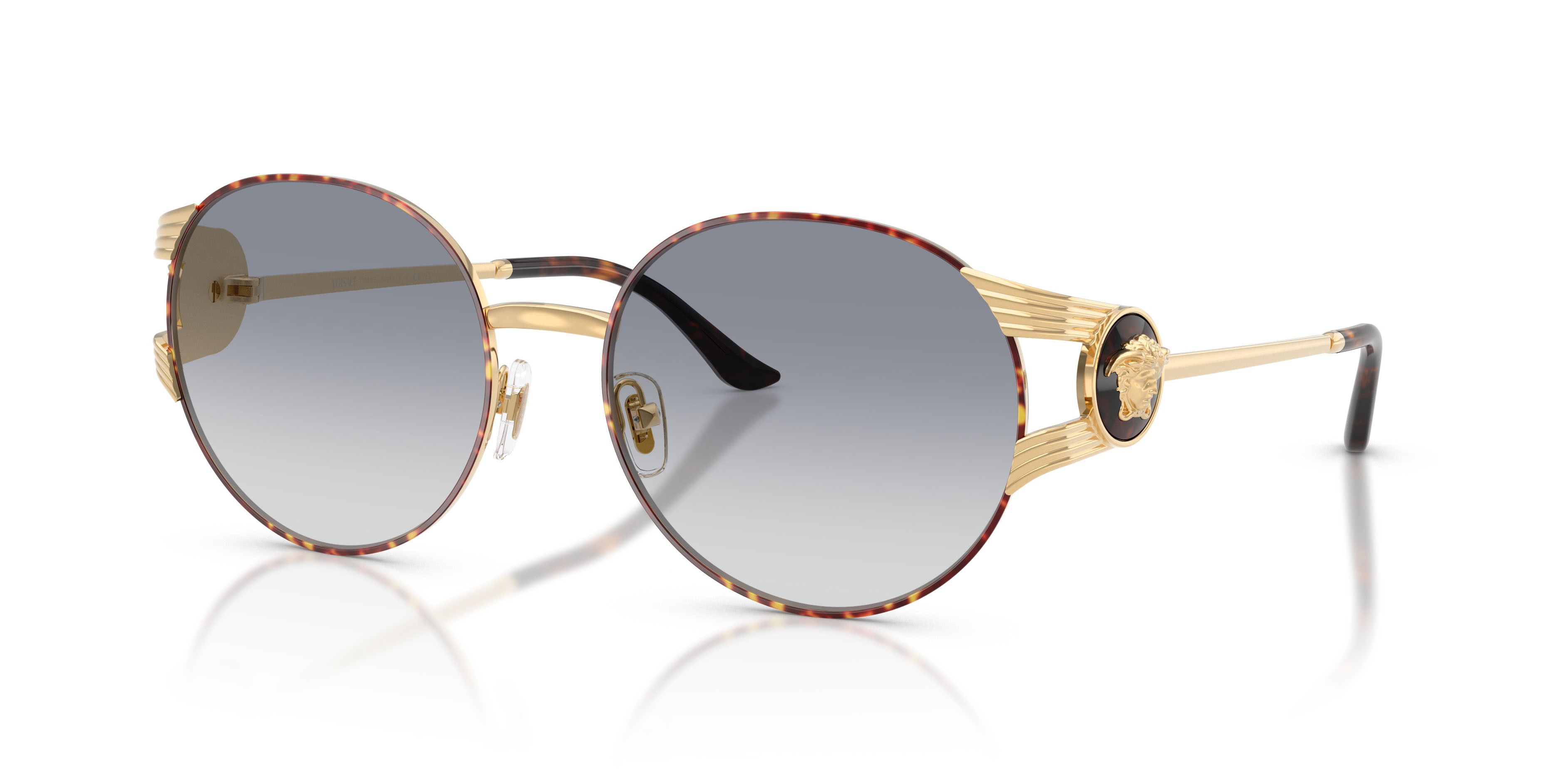 Occhiali da sole Versace VE 2303 (152579) colore oro versace/havana forma rotondo lenti trasparente sfumato blu