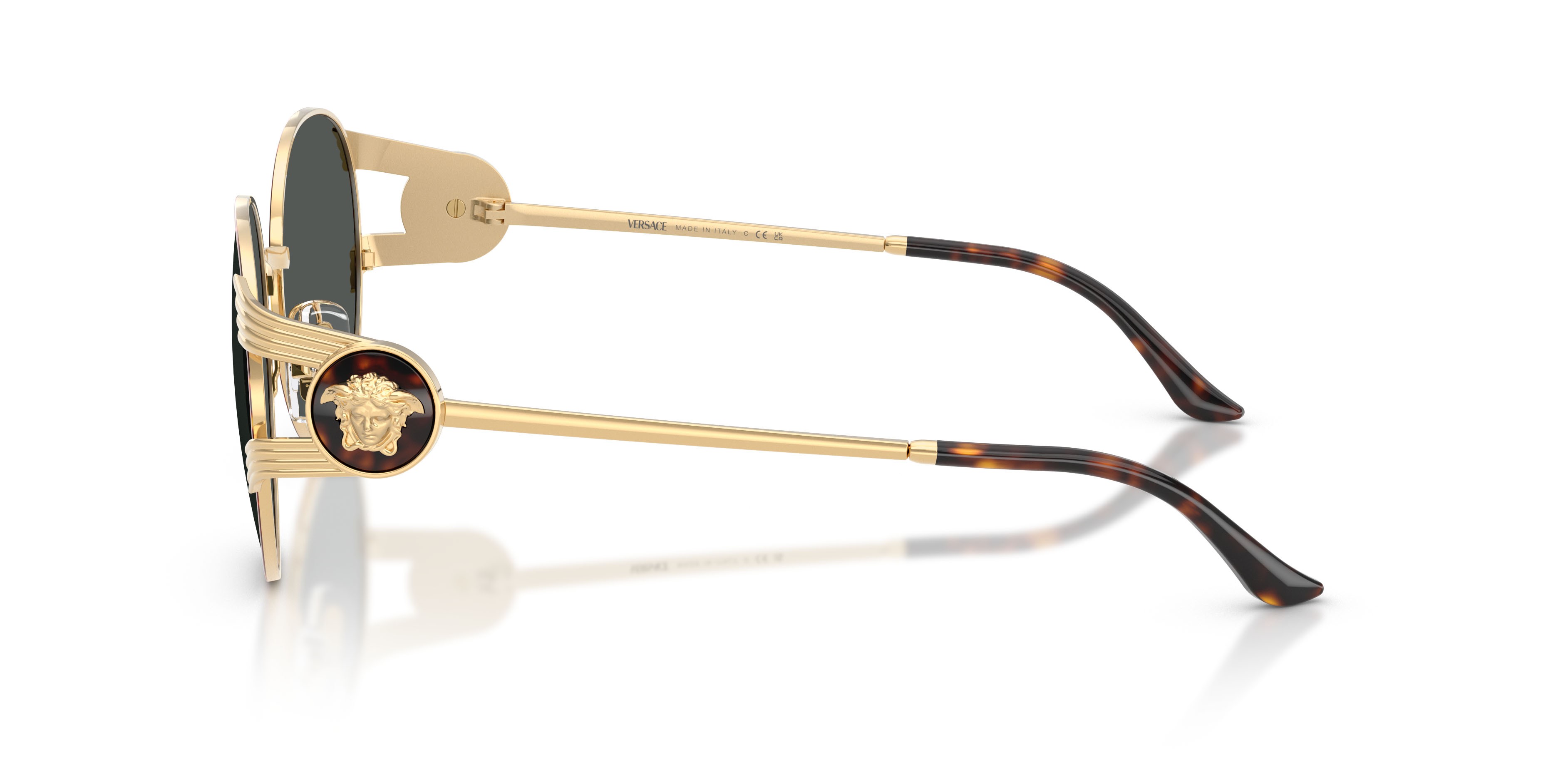 Occhiali da sole Versace VE 2303 (152587) colore oro versace/havana forma rotondo lenti grigio scuro