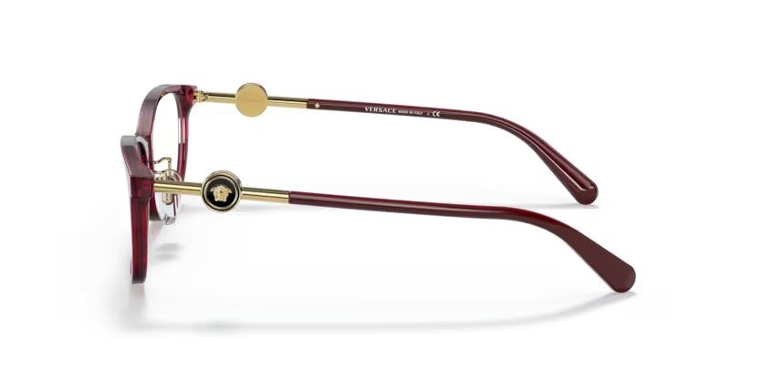 Brillen Versace VE 3297D (388) farbe rosso trasparente form pantos gläser lente demo