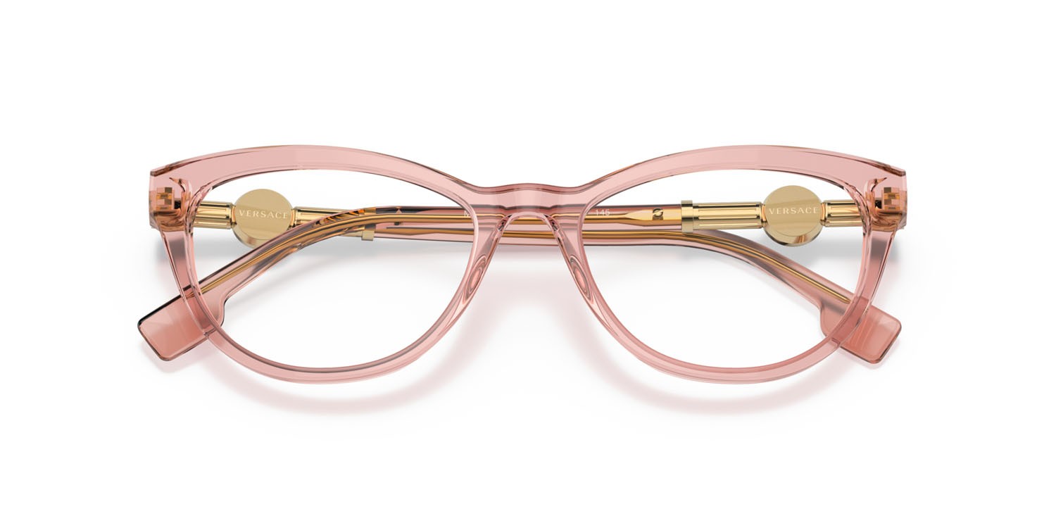 Eyeglasses Versace VE 3311 (5322) color rosa trasparente shape rectangle lenses lente demo