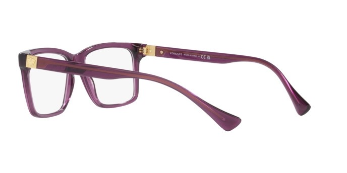 Brillen Versace VE 3328 (5390) farbe prugna trasparente form rechteckig gläser lente demo