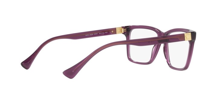 Brillen Versace VE 3328 (5390) farbe prugna trasparente form rechteckig gläser lente demo