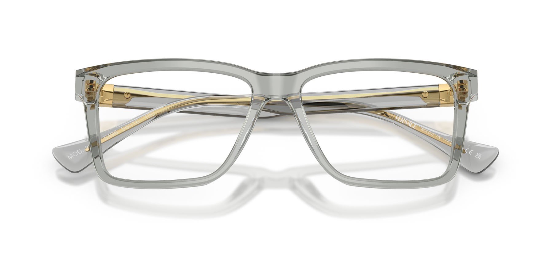 Occhiali da vista Versace VE 3328 (5496) colore grigio trasparente forma rettangolare lenti lente demo